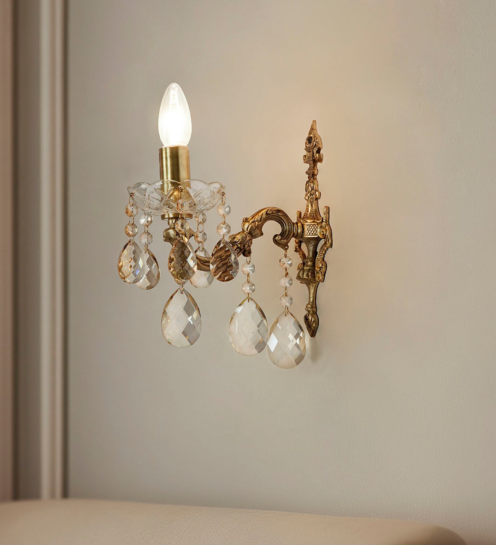 Traditional Antique Cast Brass Candelabra Wall Sconce