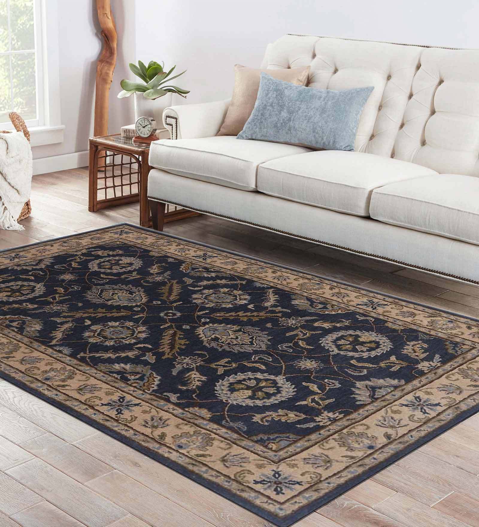 Blue Persian Wool 4 ft x 6 ft Hand Tufted Carpet