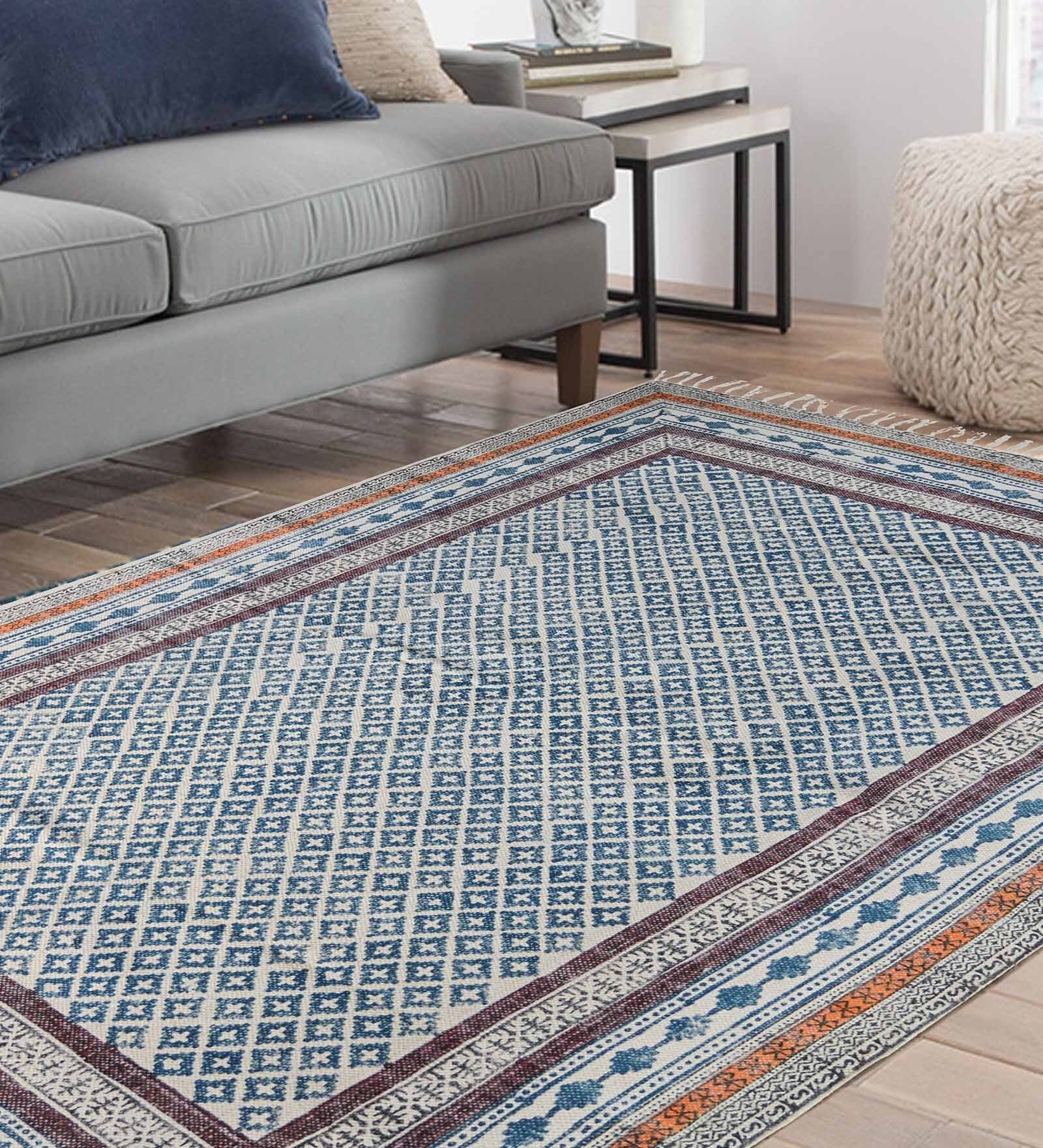 Traditional Pattern Cotton Hand Woven 4 X 6 Feet Carpet