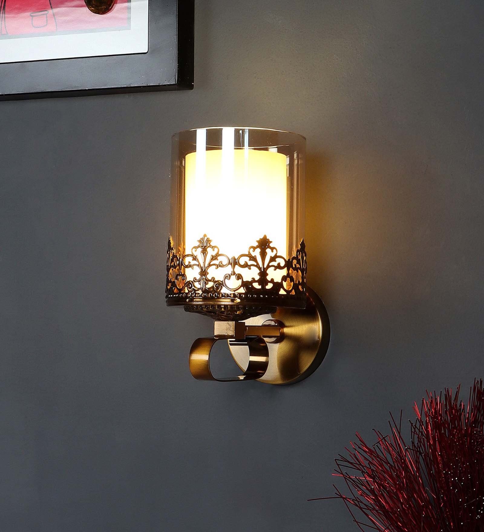 Mario Metal & Glass Wall Mounted Uplight Sconce (Gold)