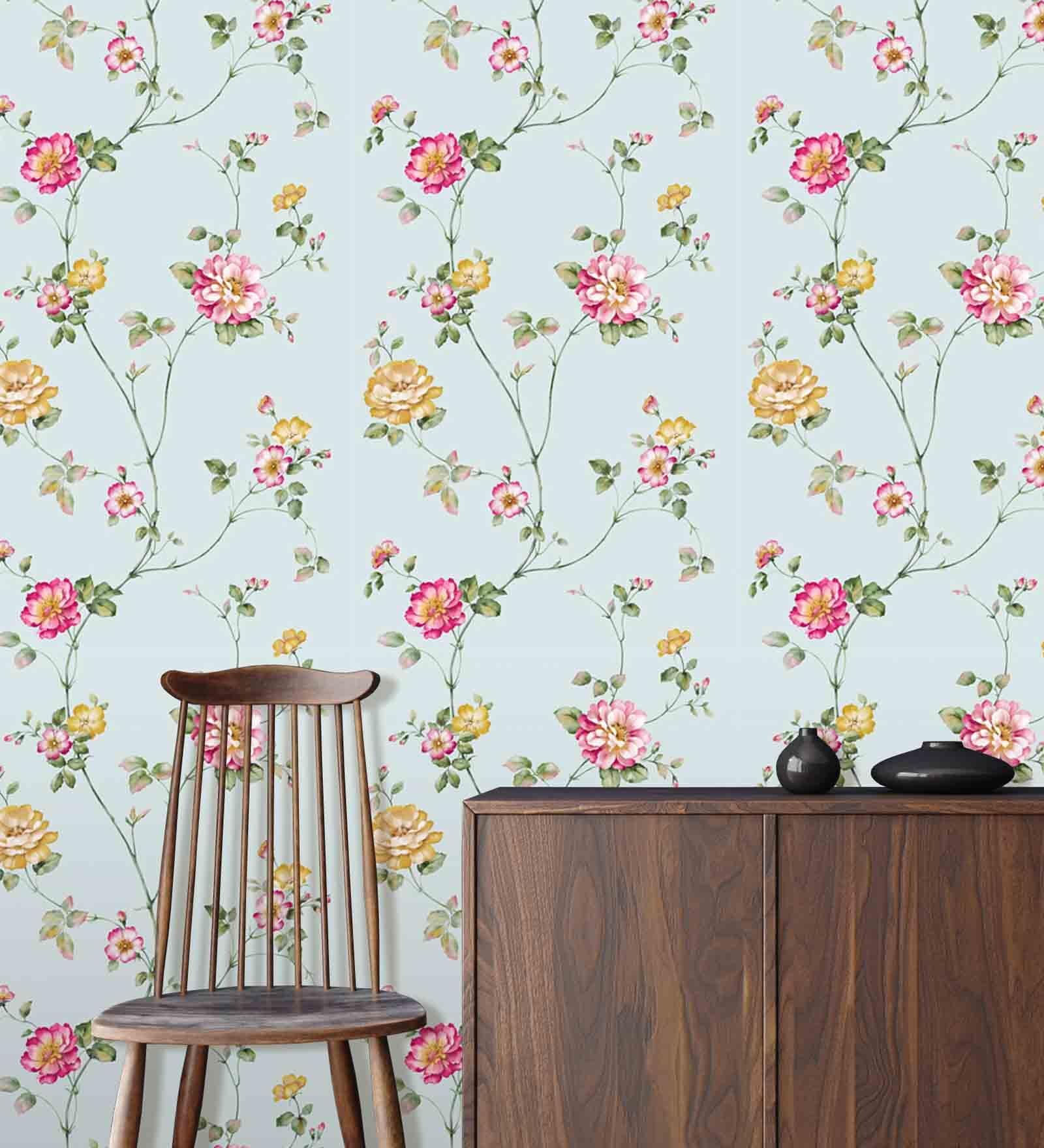 Trail Of Vintage Roses Decorative (48X30In) Self-Adhesive Wallpaper