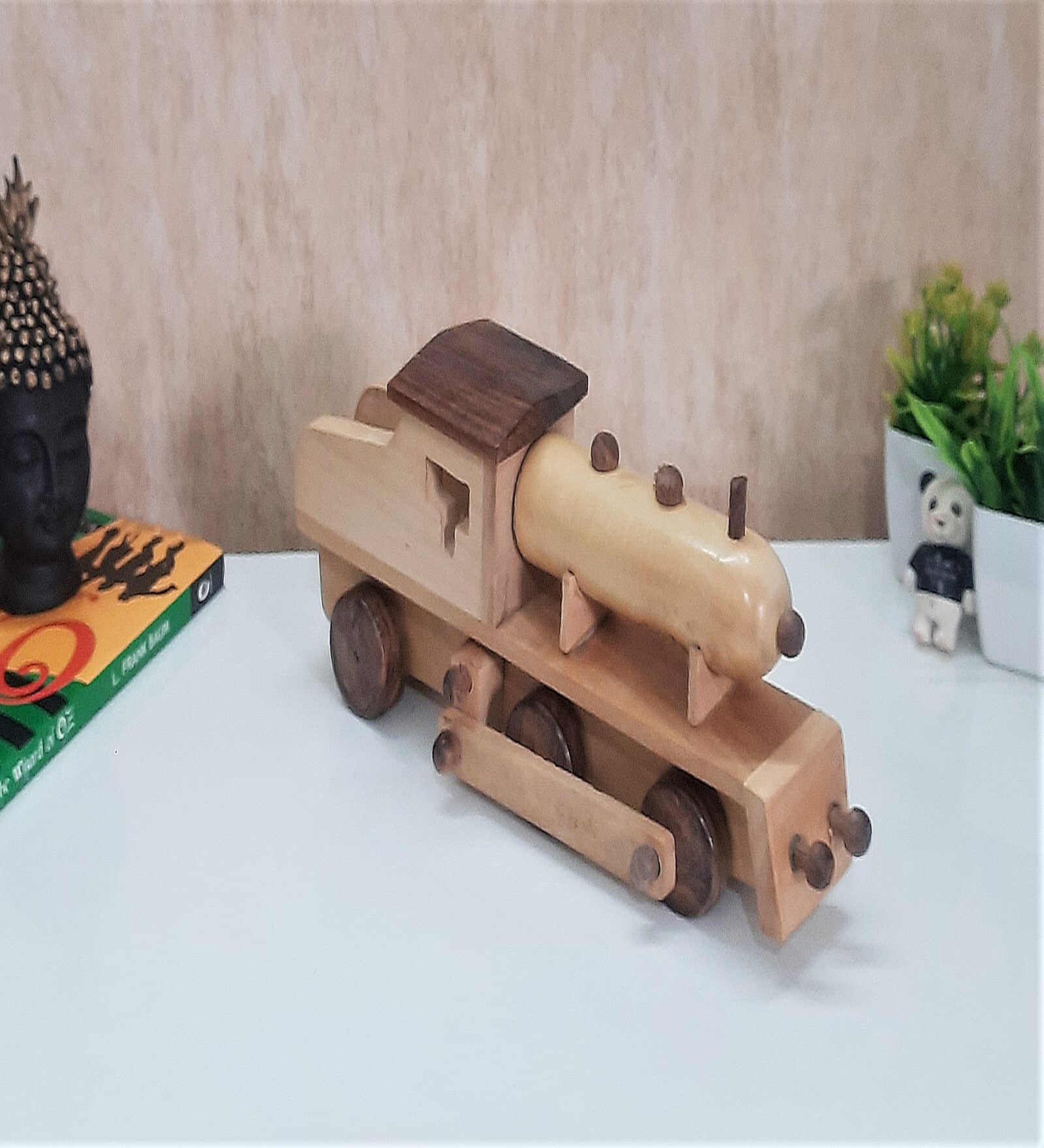 Train Yellow Natural Wood Collectible