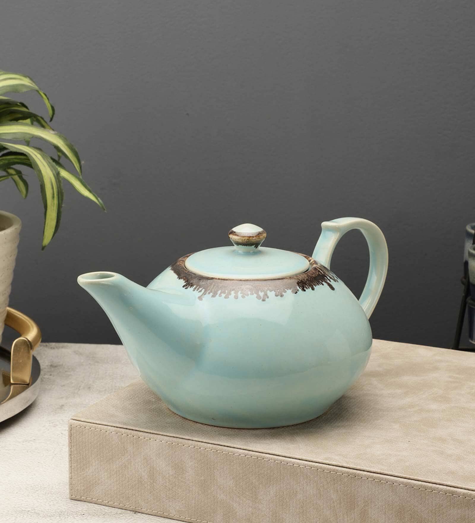 Tranquil 650ml Mint Green & Brown Ceramic Tea Pot Tranquil 650ml Mint Green & Brown Ceramic Tea Pot