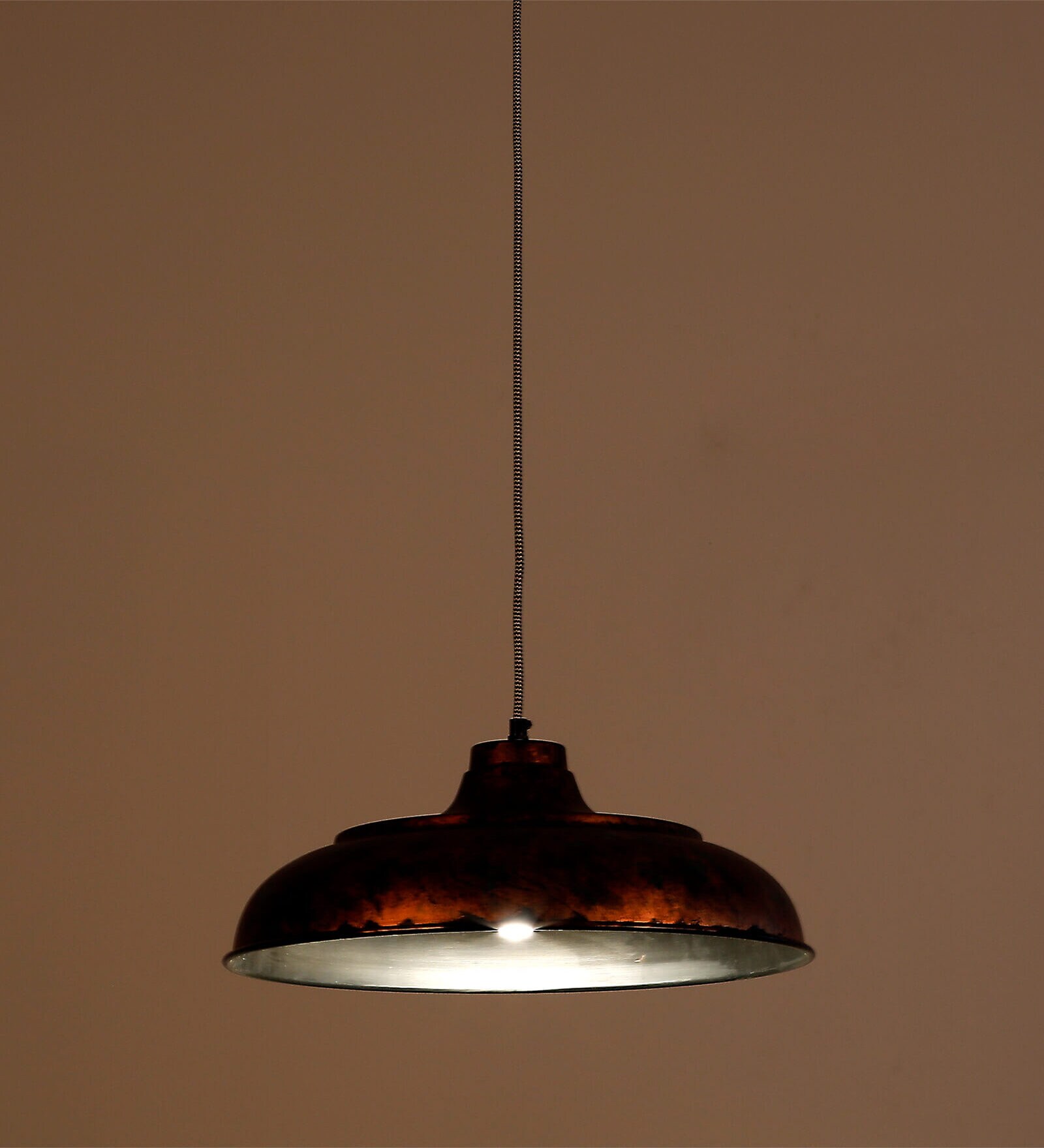 Tranquil Copper Metal Cylindrical Hanging Light