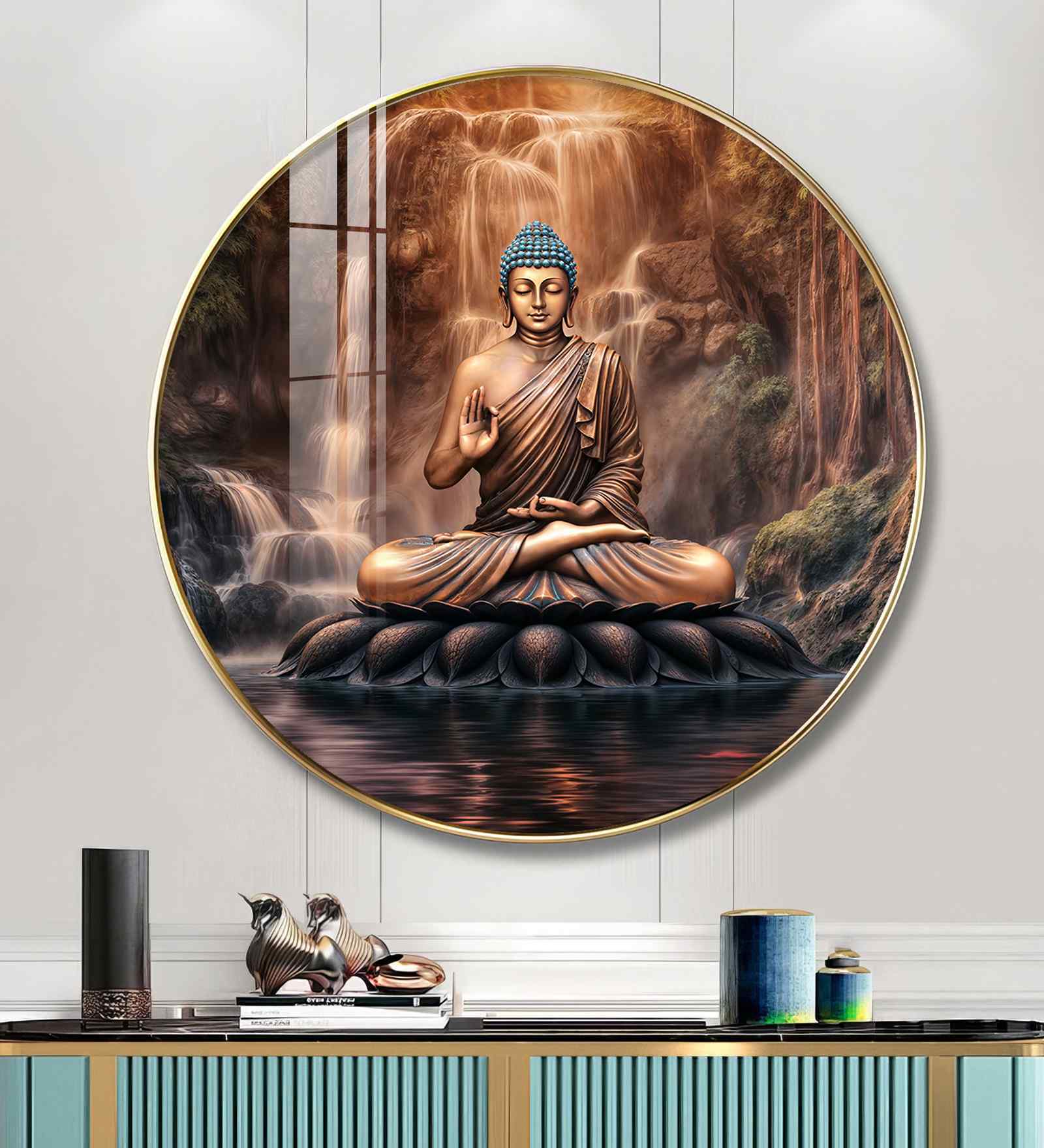Tranquil Illumination Buddha Acrylic Round Wall Art