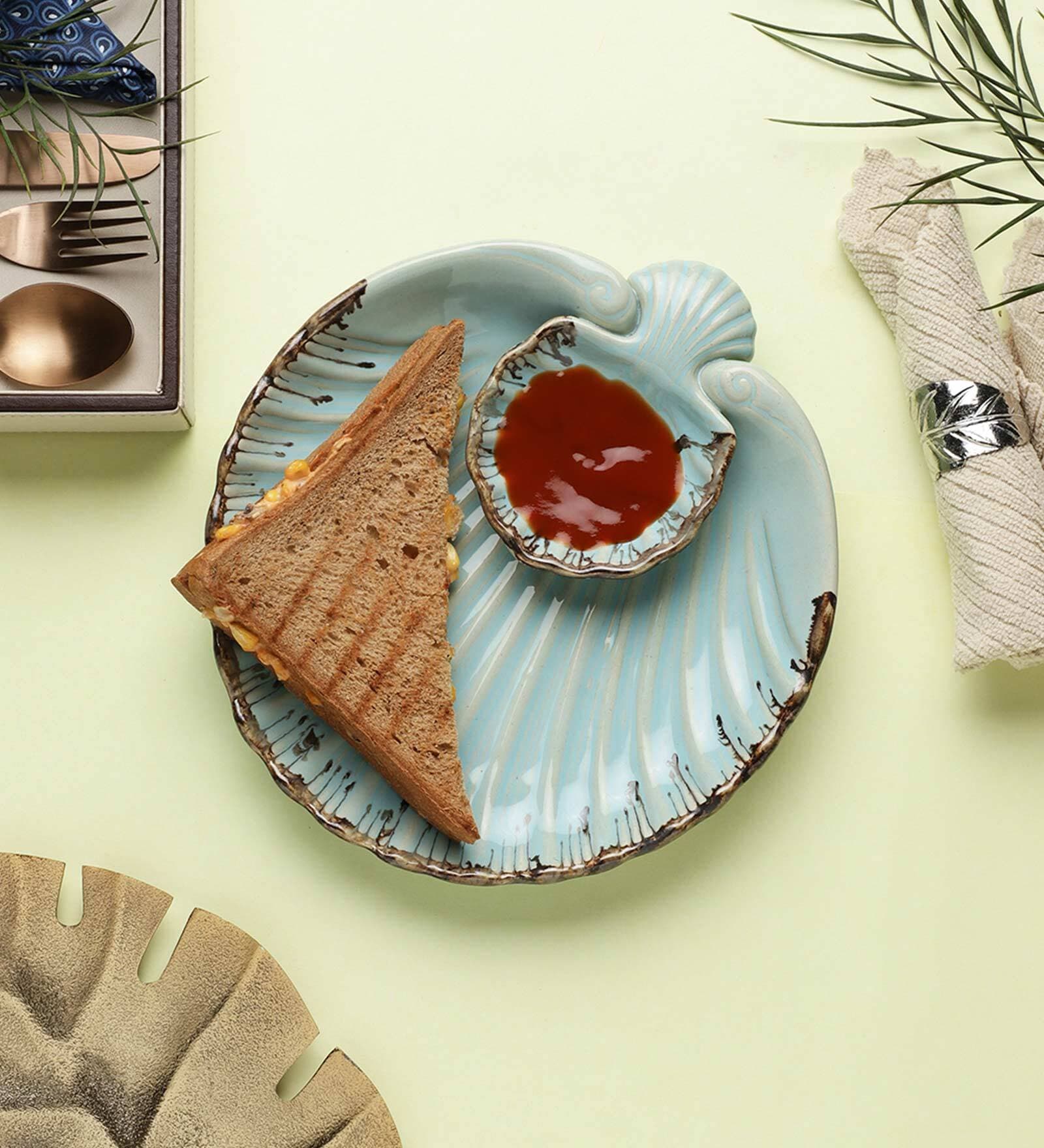 Tranquil Ribbed Pastel Green 10 Inch Ceramic Appetizer Platter