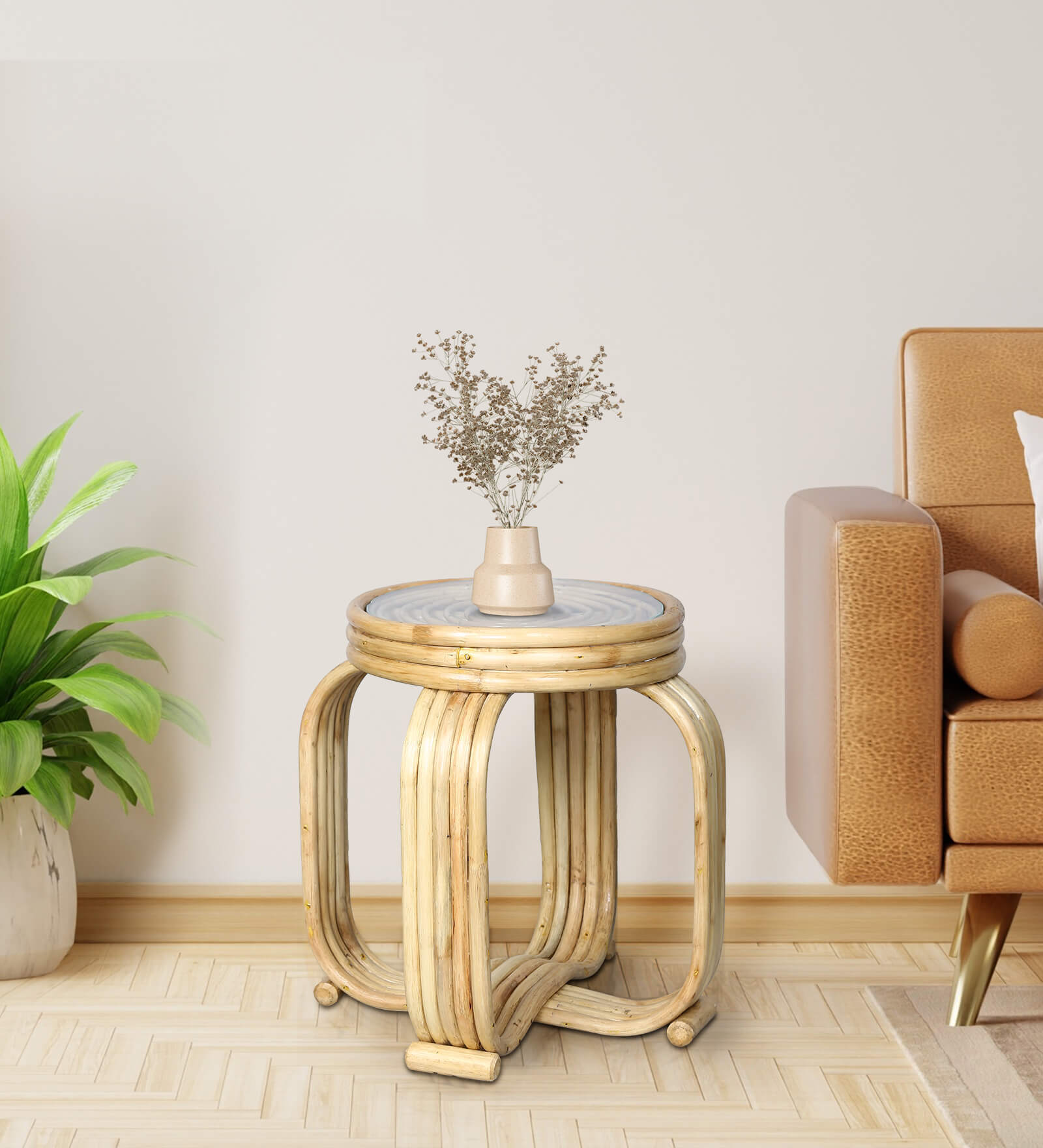 Triangle Rattan End Table Buy Tranquil Tides Rattan End Table in Natural Finish With Glass at 10% ...