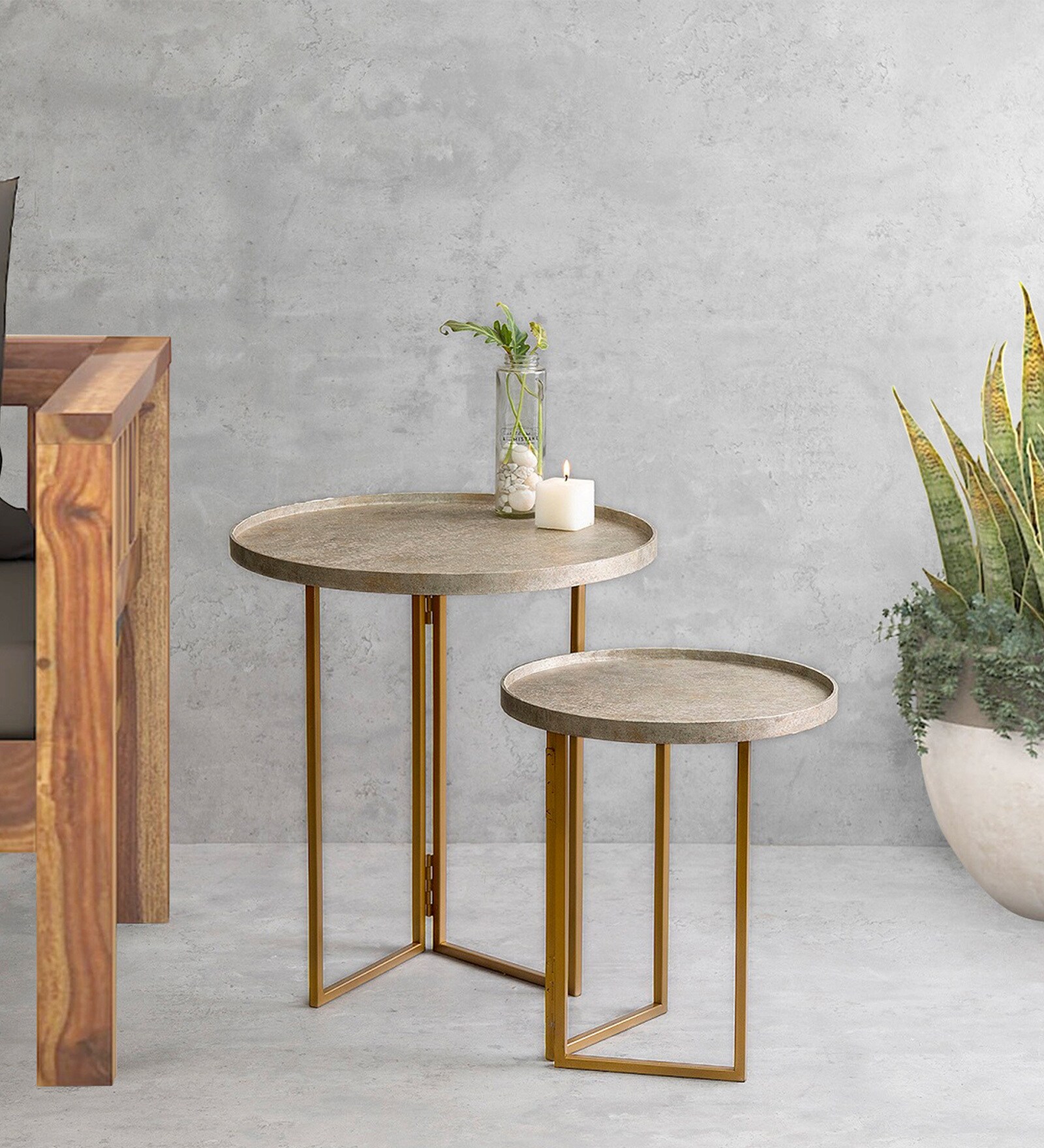 Buy Transcendent Nesting Table in Metalic Gold Colour at 47% OFF by A ...