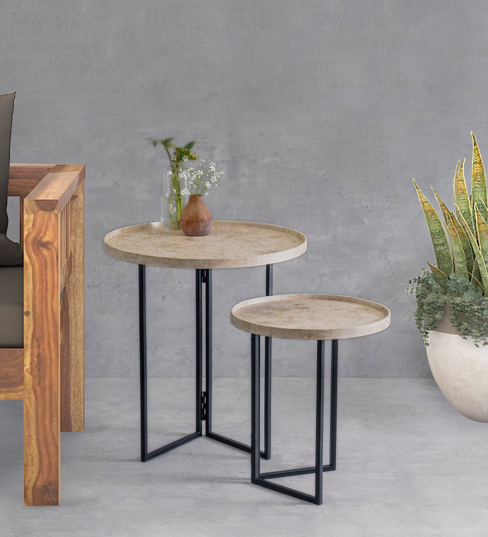 Buy Transcendent Nesting Table in Metallic Light Gold Colour at 47% OFF ...