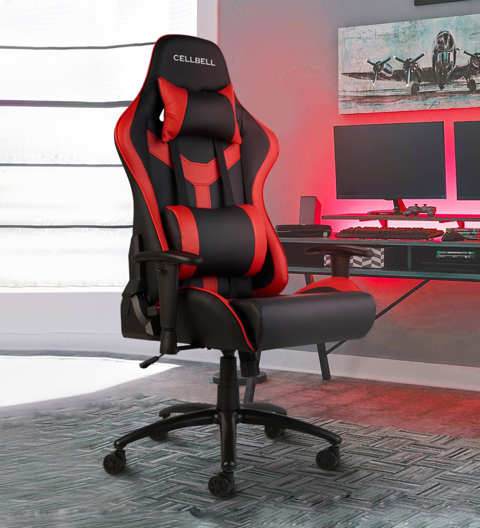 Transformer Leatherette Gaming Chair in Red Colour