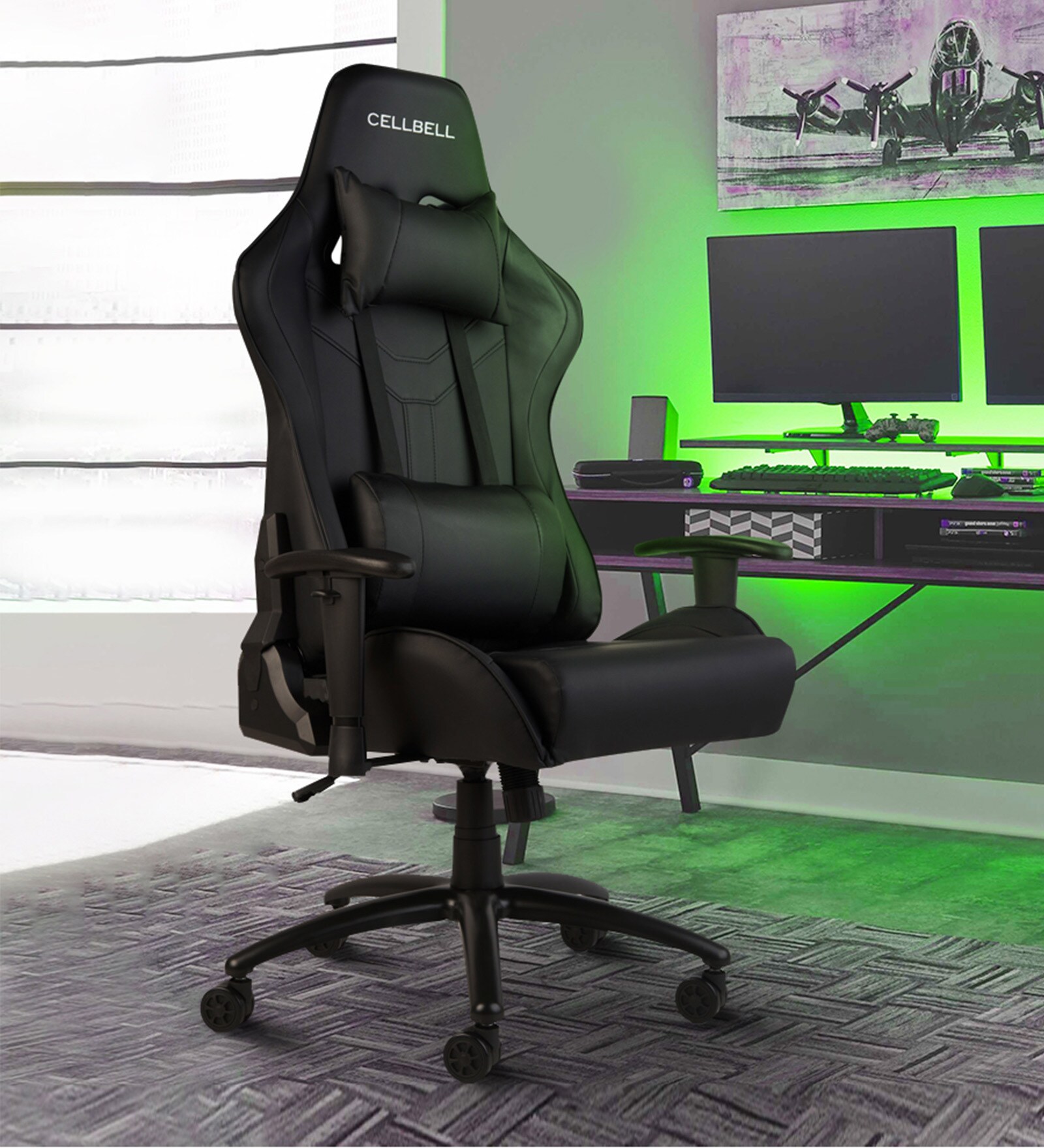 Transformer Leatherette Gaming Chair in Black Colour
