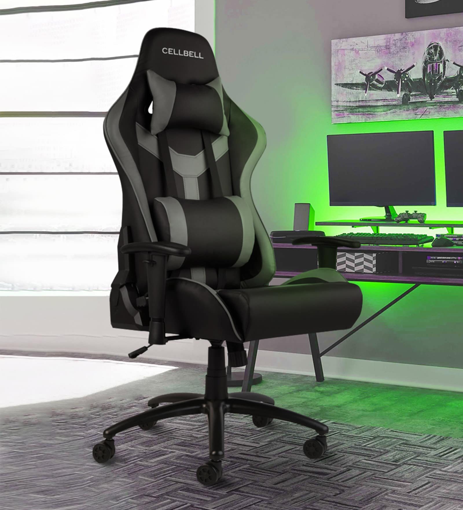 Transformer Leatherette Gaming Chair in Grey Colour