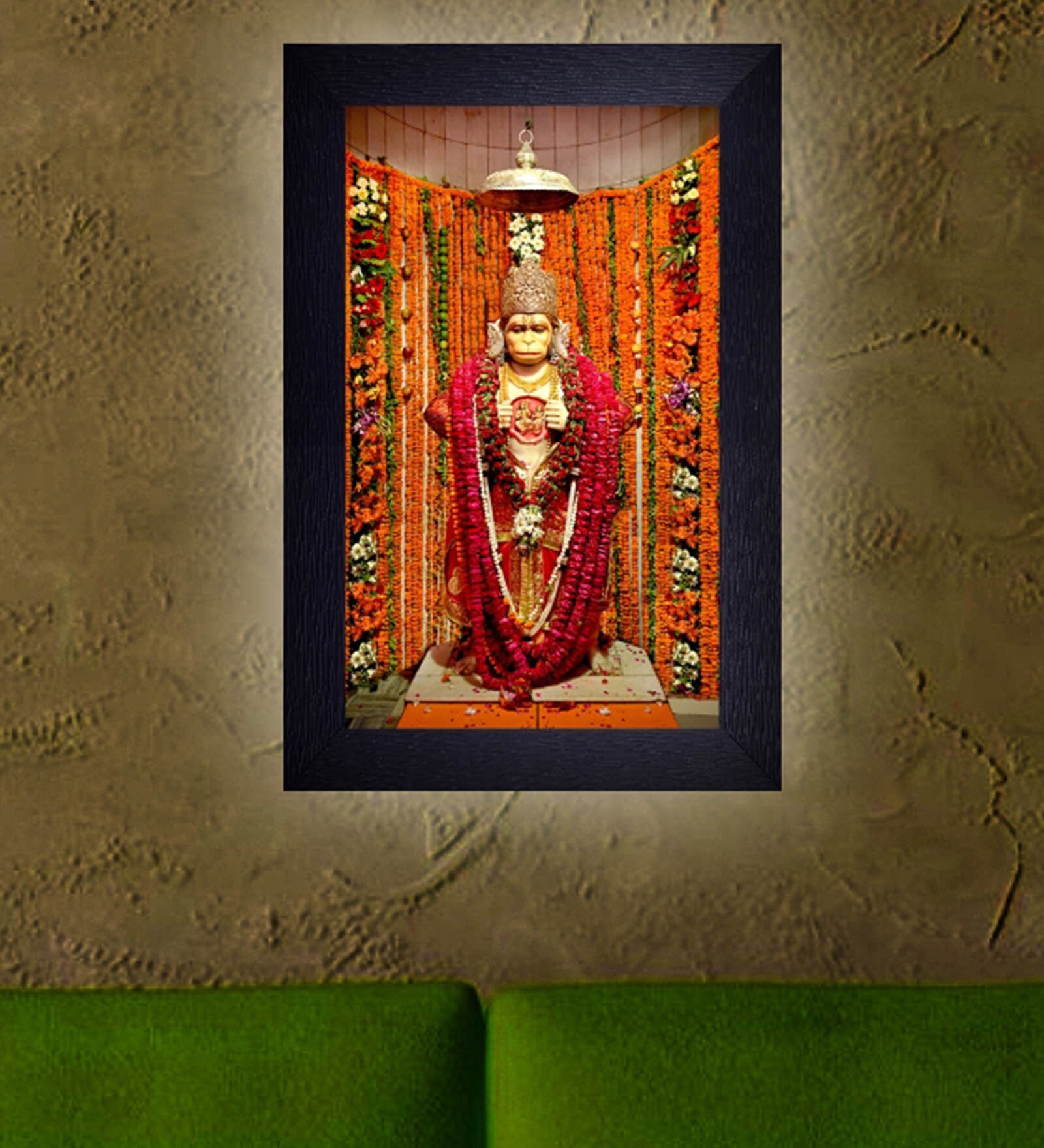 Hanuman Temple Led Textured Paper Framed Art Print