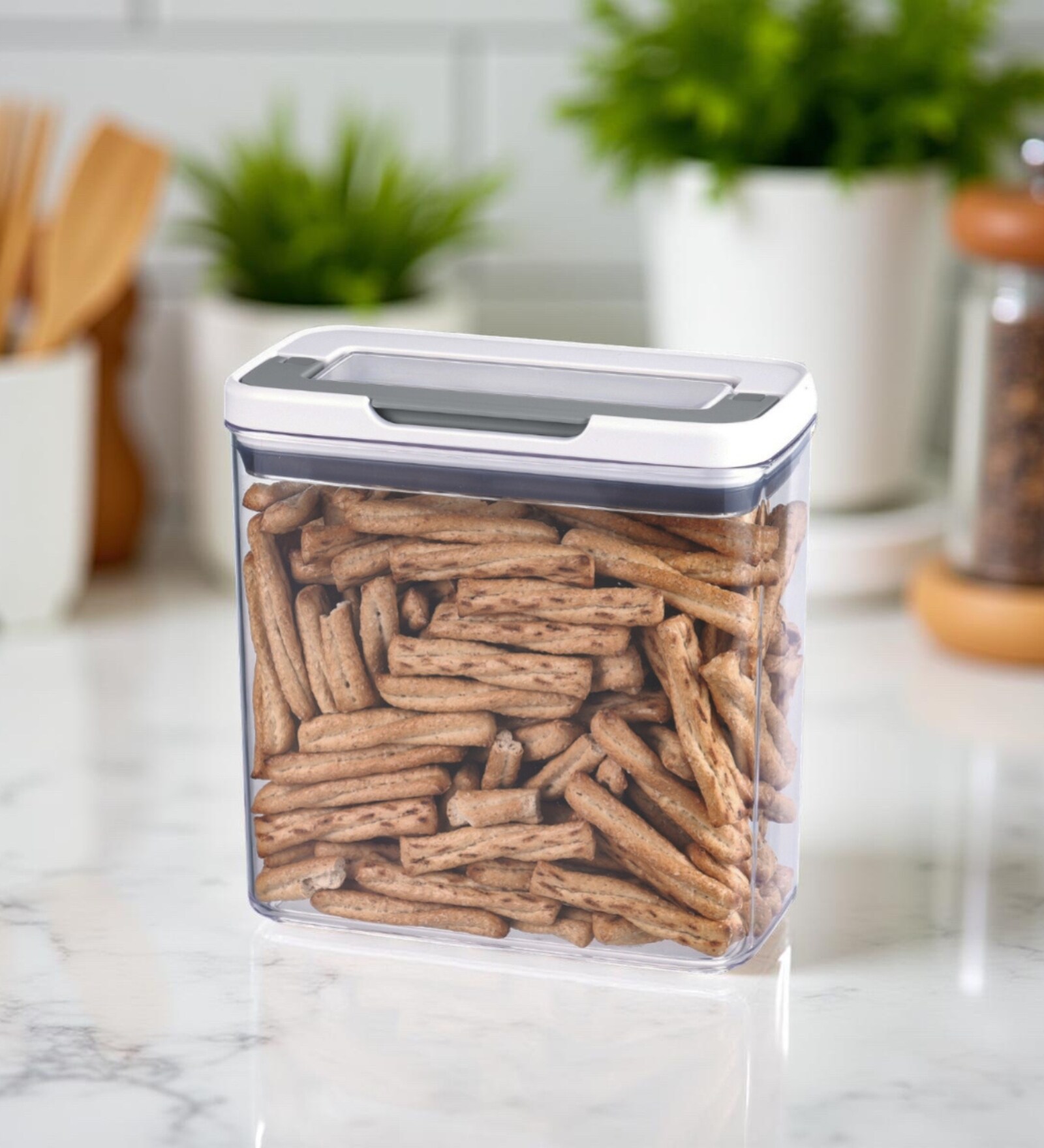 Transparent 2700 ml Dry Food Storage Container with Flip-n-Lock Airtight Lid