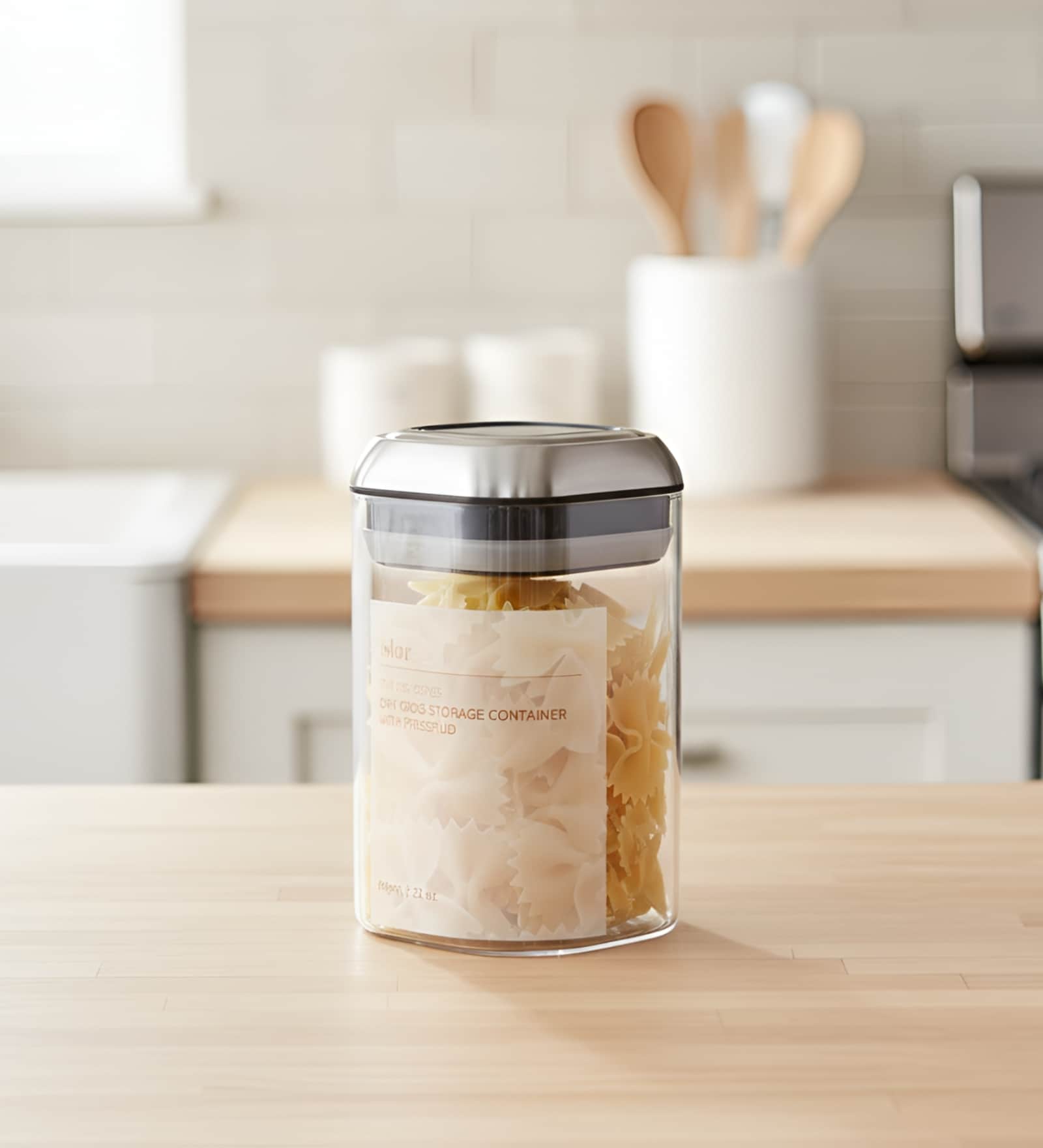Transparent 650 ml Borosilicate Glass Storage Container with Airtight Stainless Steel Press Lid