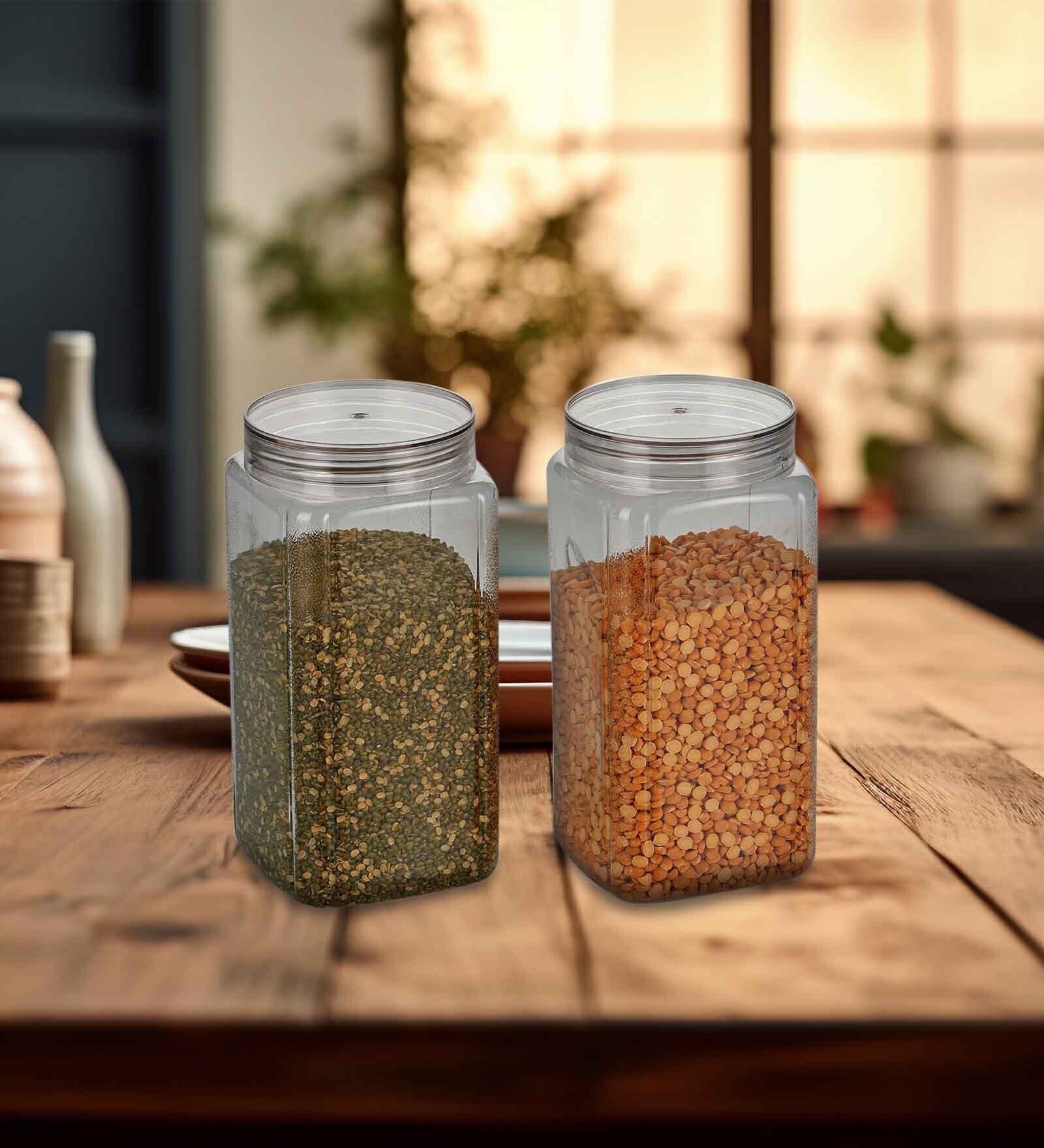 Transparent Plastic (Set of 2) Varg Plastic Kitchen Container Set Clear 2000 ml
