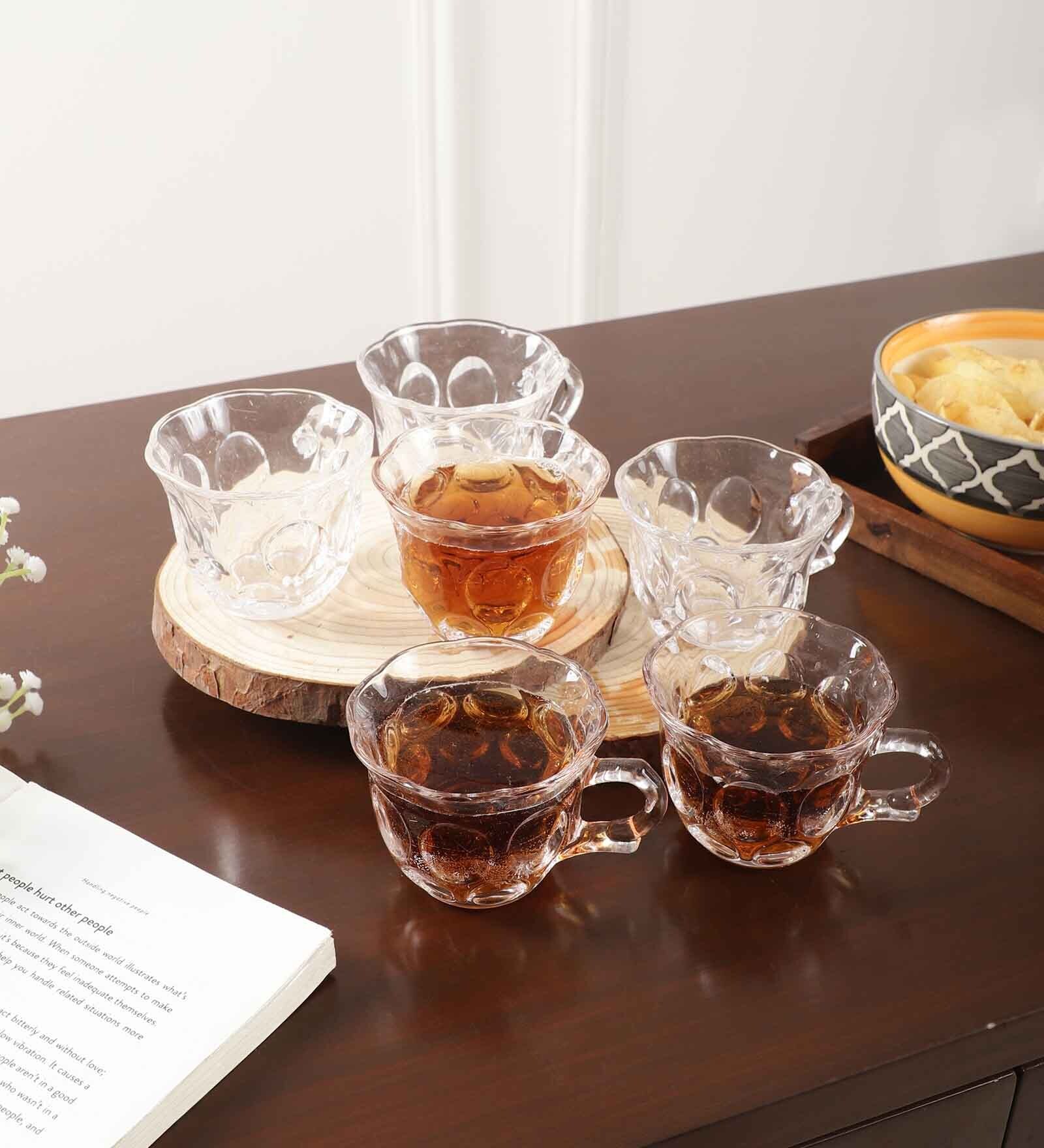 Transparent Bubble Shaped 200ml Glass (Set of 6) Tea Cups