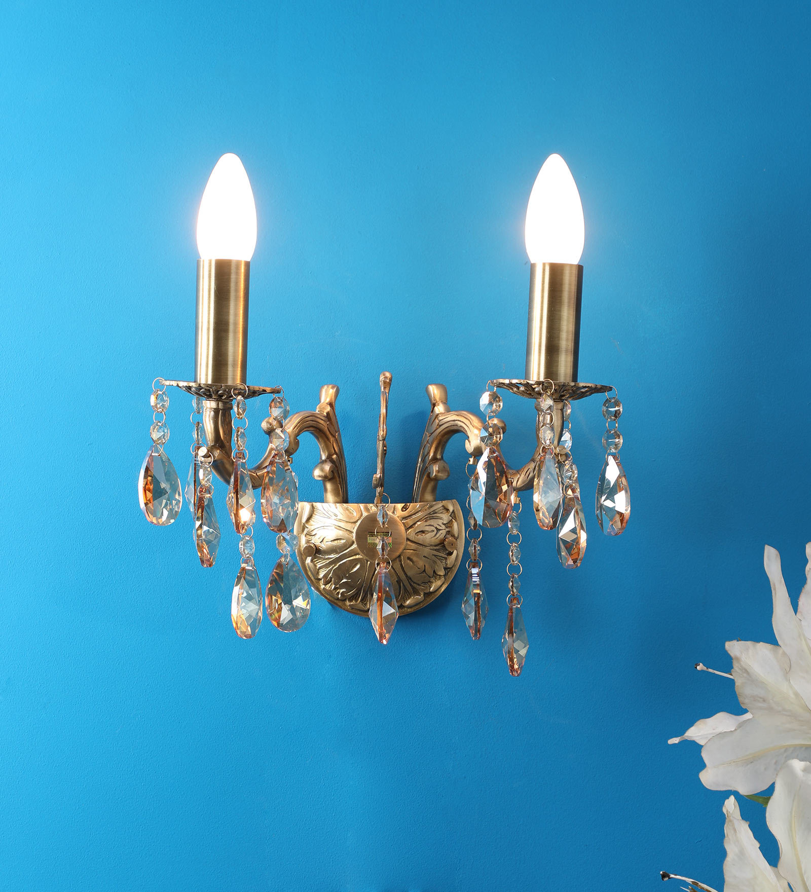 Crystal Candle Wall Light (Gold)
