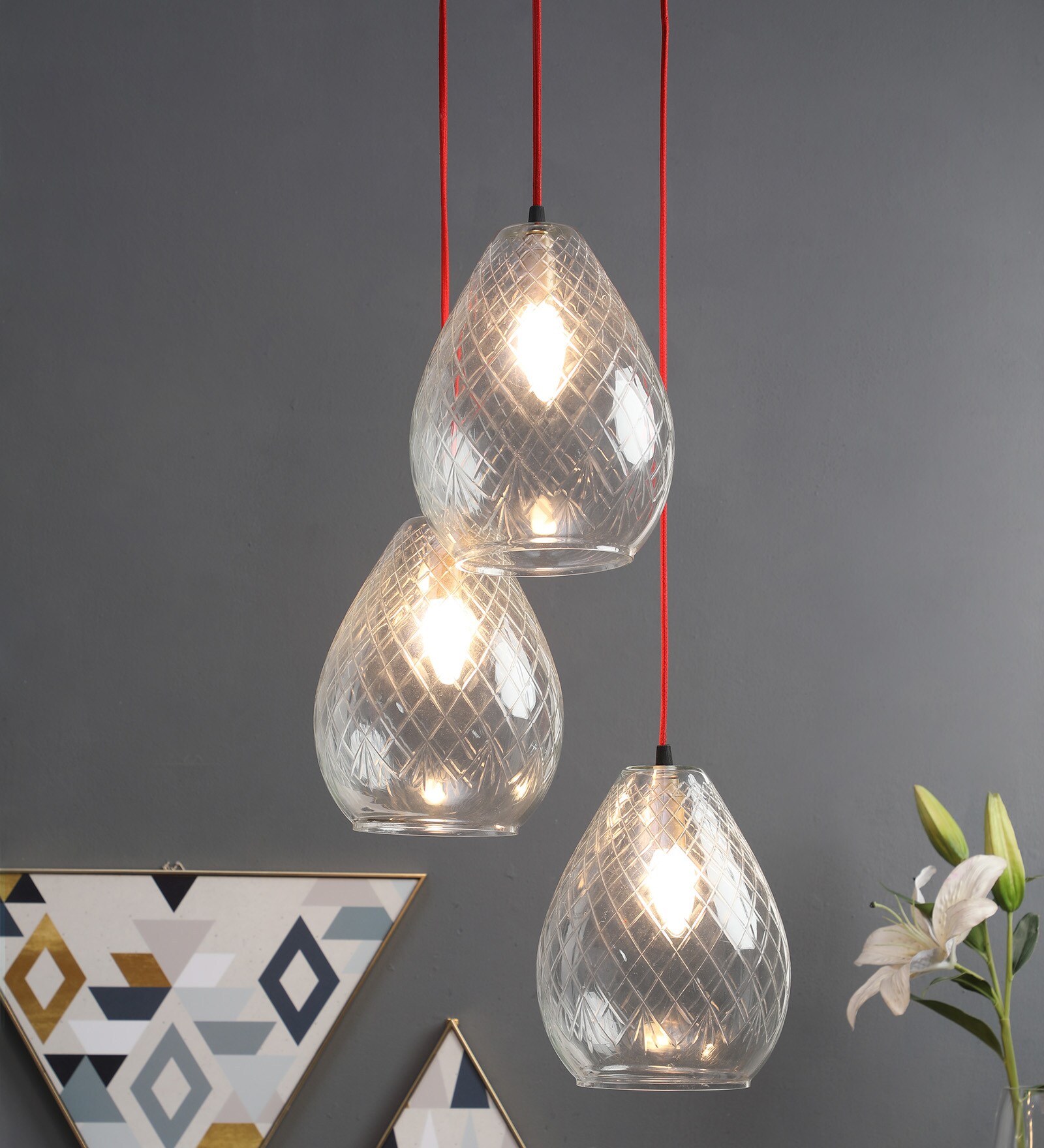 Holly Transparent Glass Cluster Hanging Light