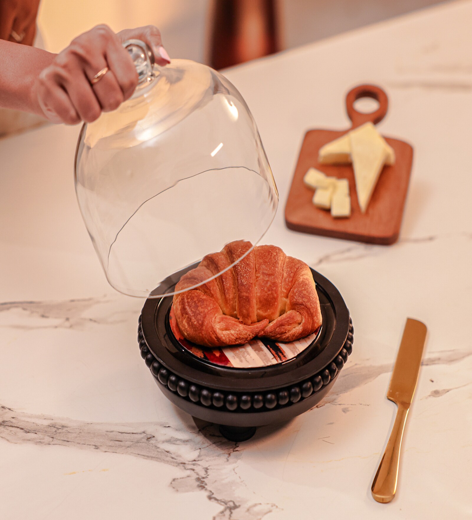 Transparent Mango Wood Cloche