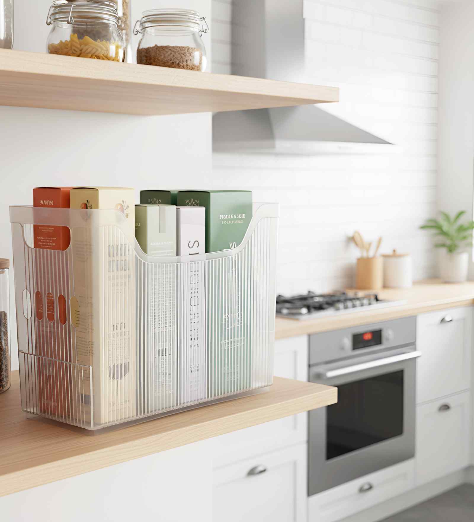 Transparent Storage Box with Lid, Handle & Wheels Stackable Polypropylene Organizer