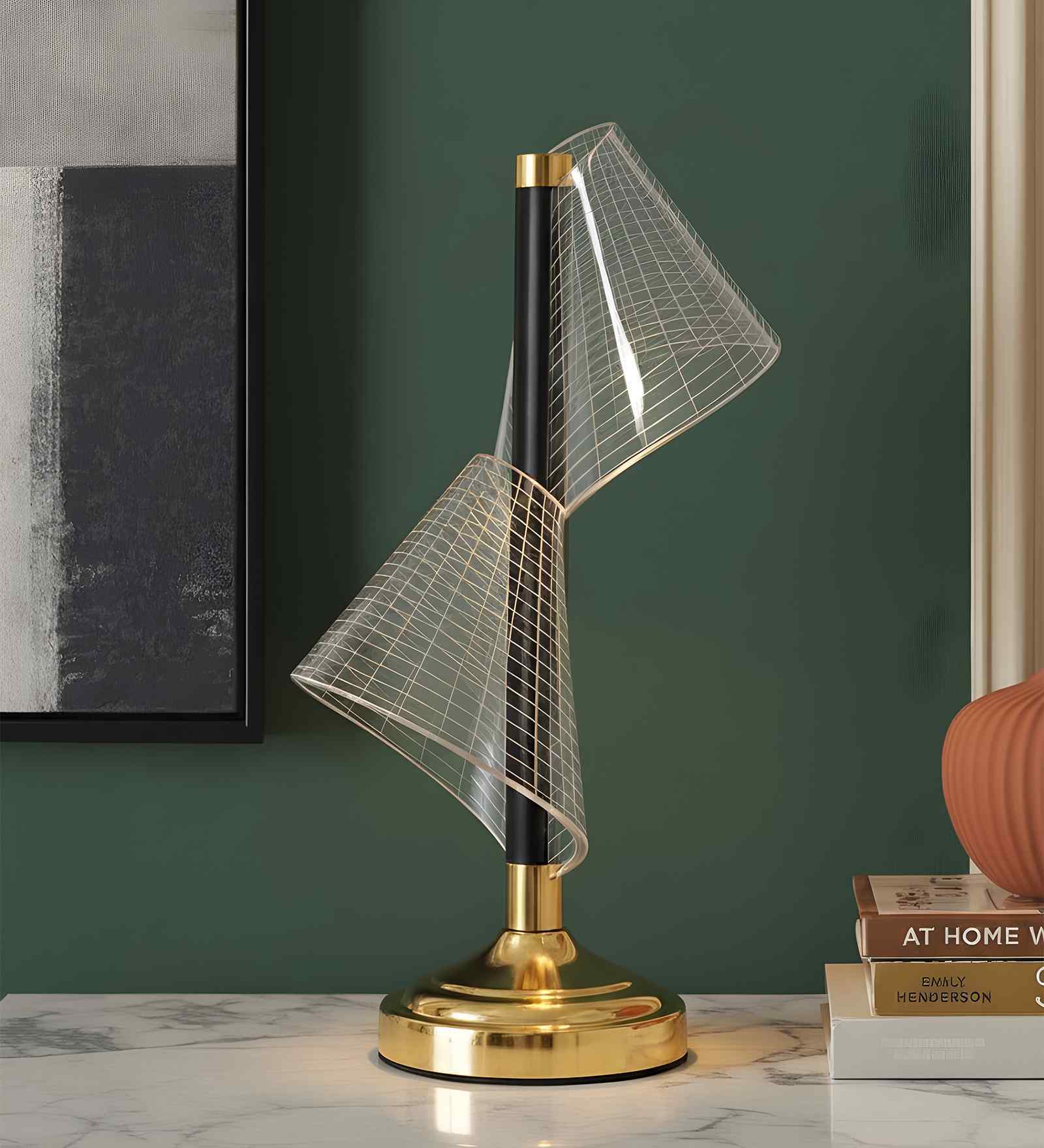Transparent Table Lamp Elegance With Innovative Design Fiberglass  Matelic Base