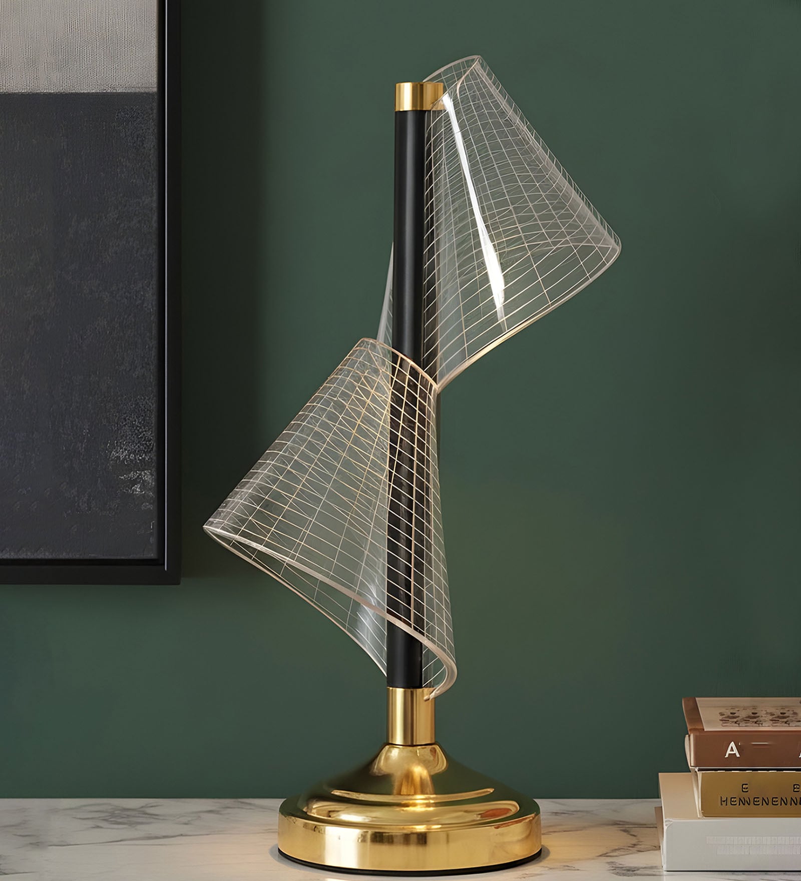Transparent Table Lamp Elegance With Innovative Design Fiberglass  Matelic Base