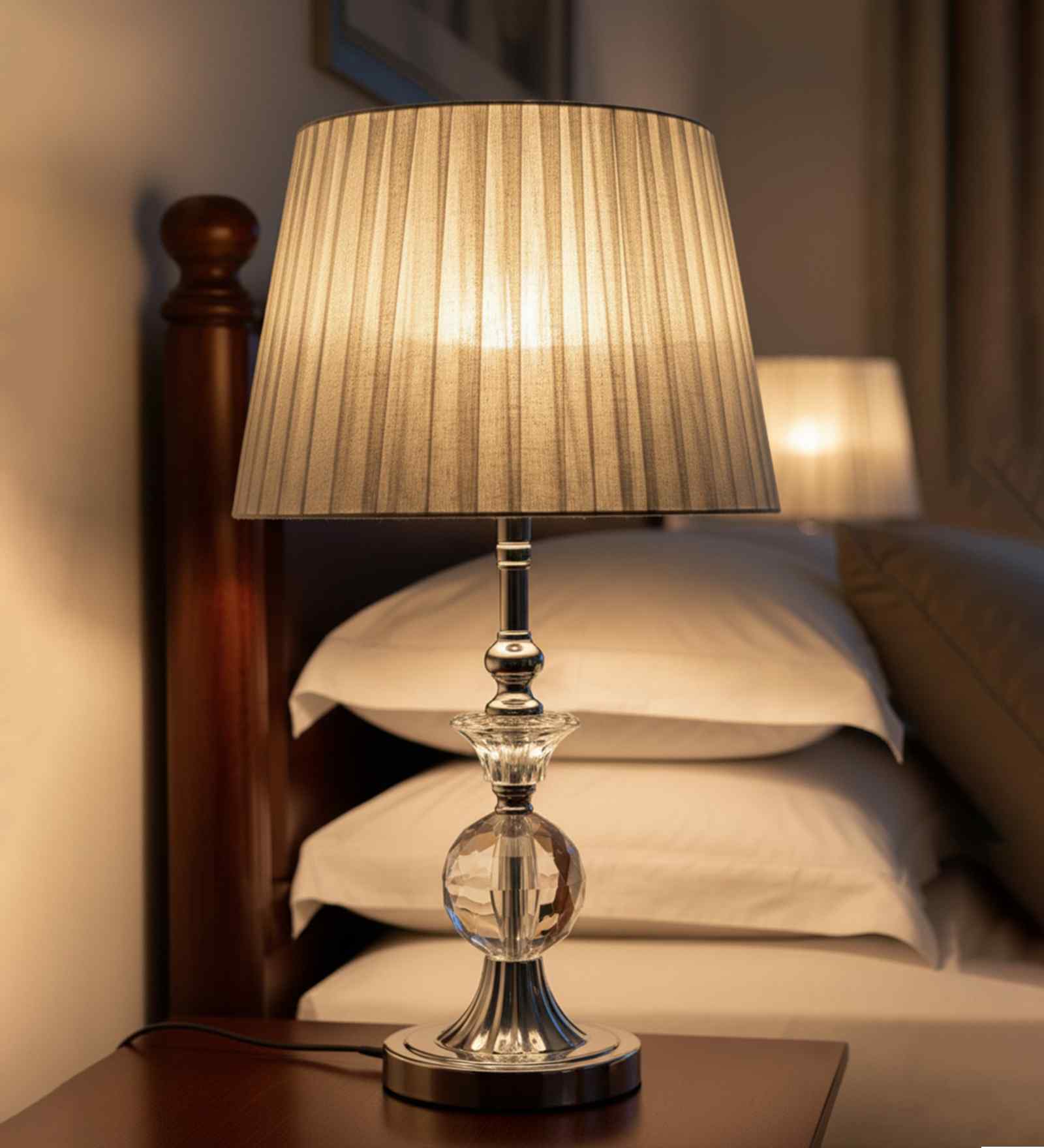 Transparent Table Lamp With Fusion Of Modern Design  Crystal Matelic Base