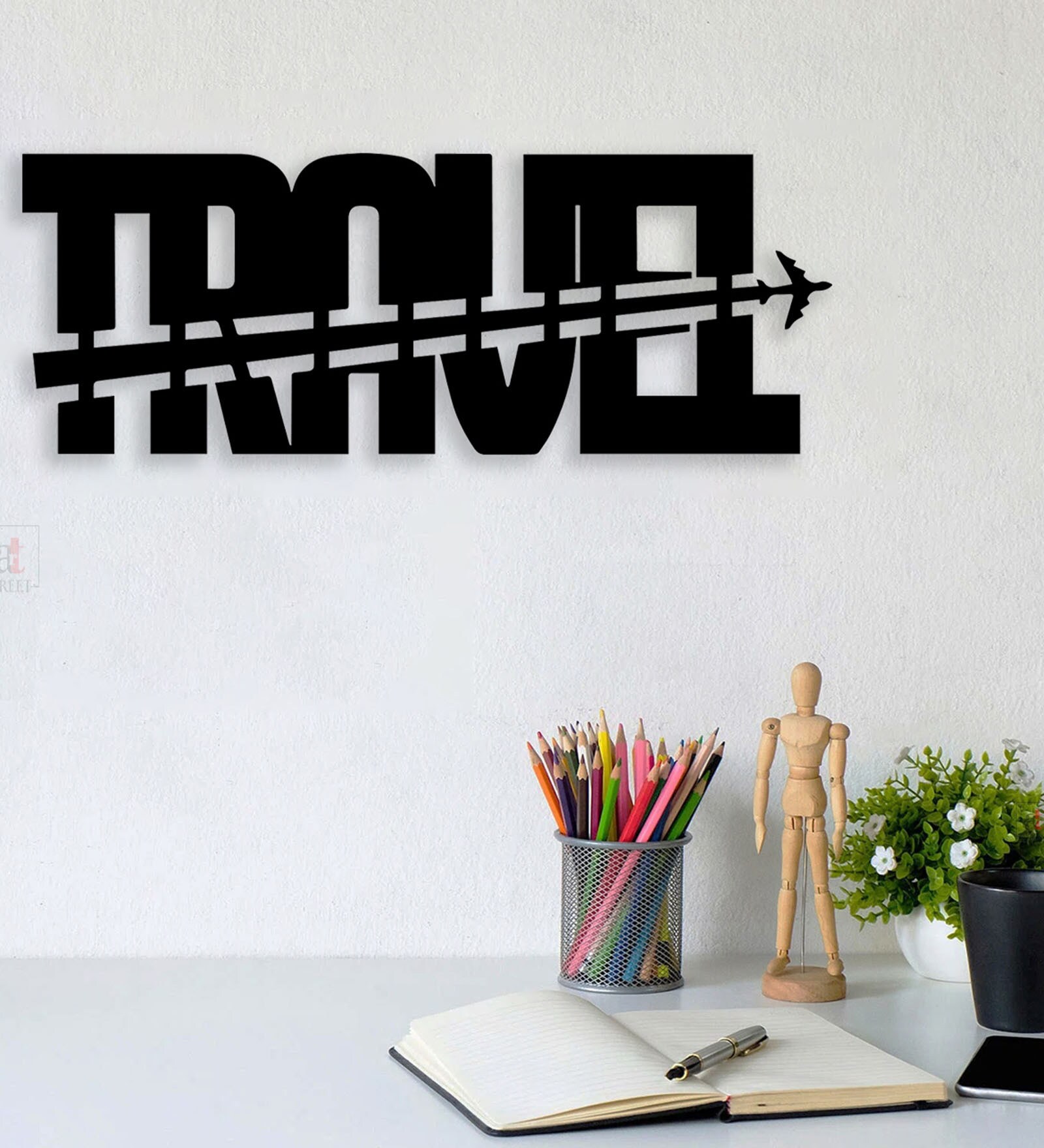 Travel Black MDF Wall Art