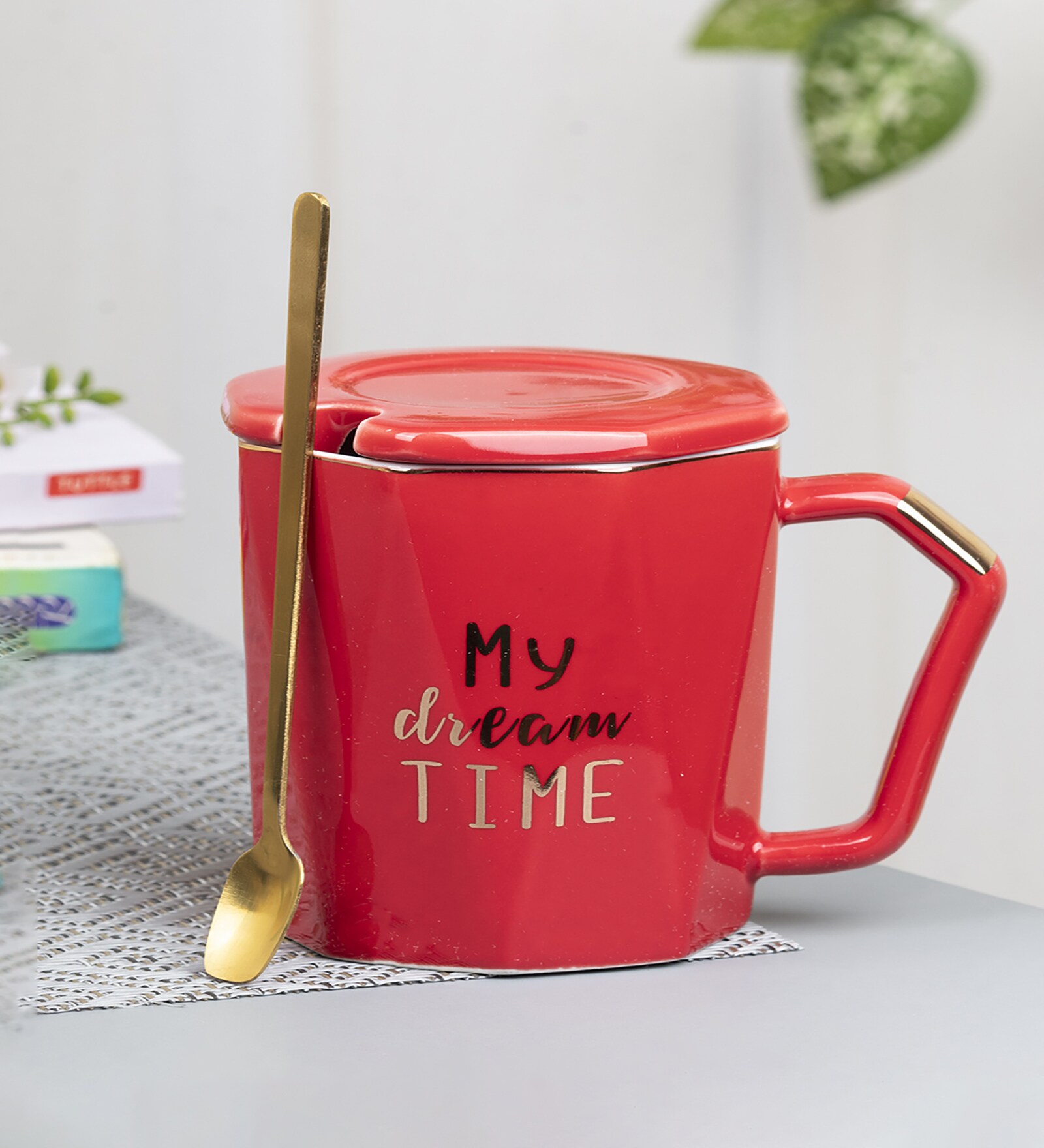 Travel Quotes 320 Ml Red Ceramic Coffee Mug