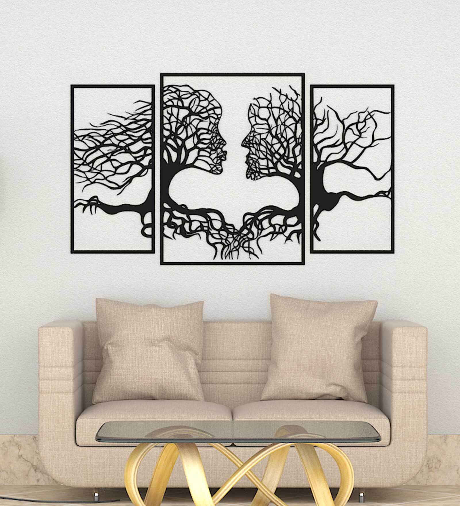 Tree Human Face In Black Wooden Wall Hangings
