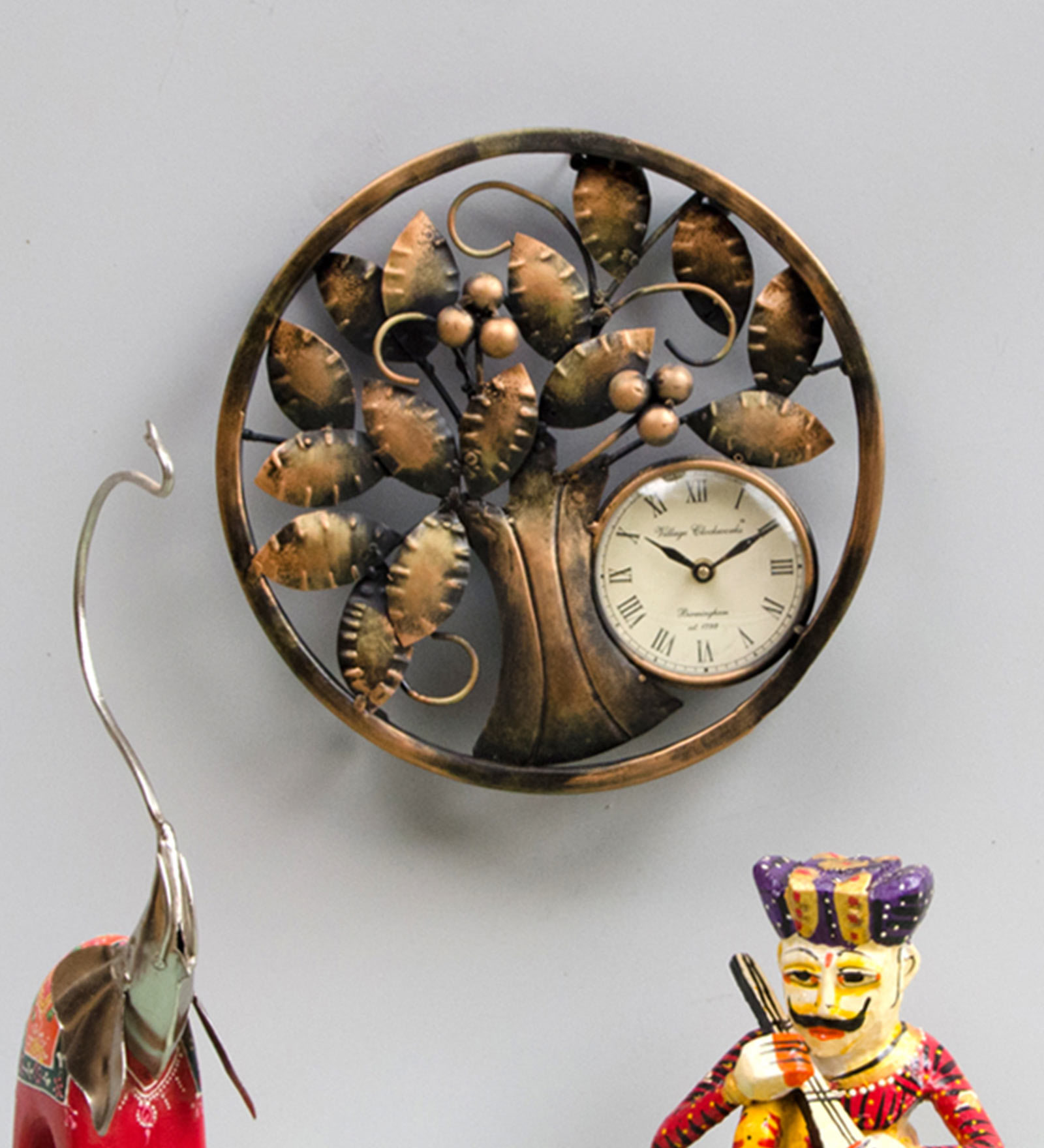 Tree Iron Clock In Copper