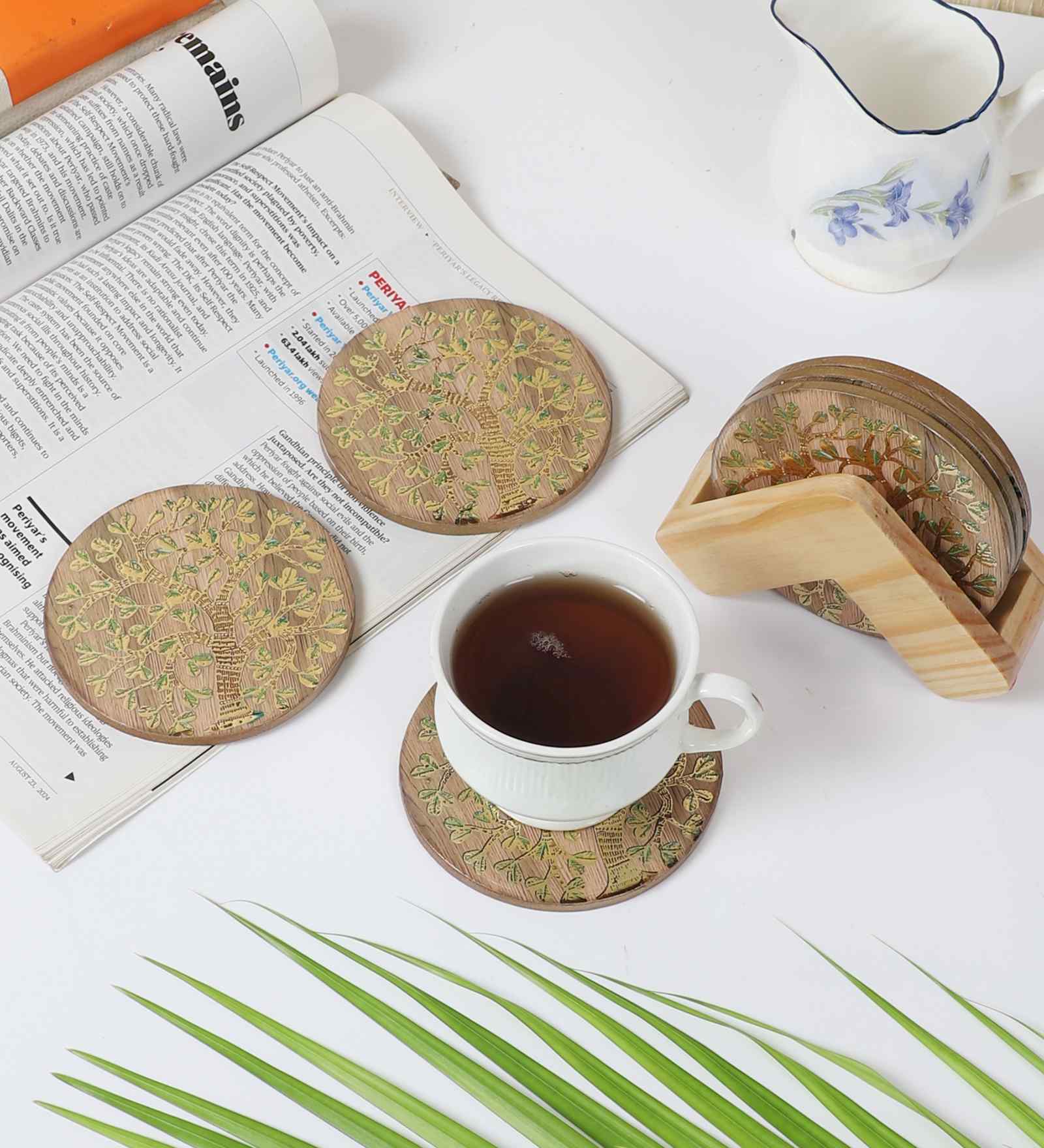 Tree of Harmony Coaster with Stand (Set of 6)