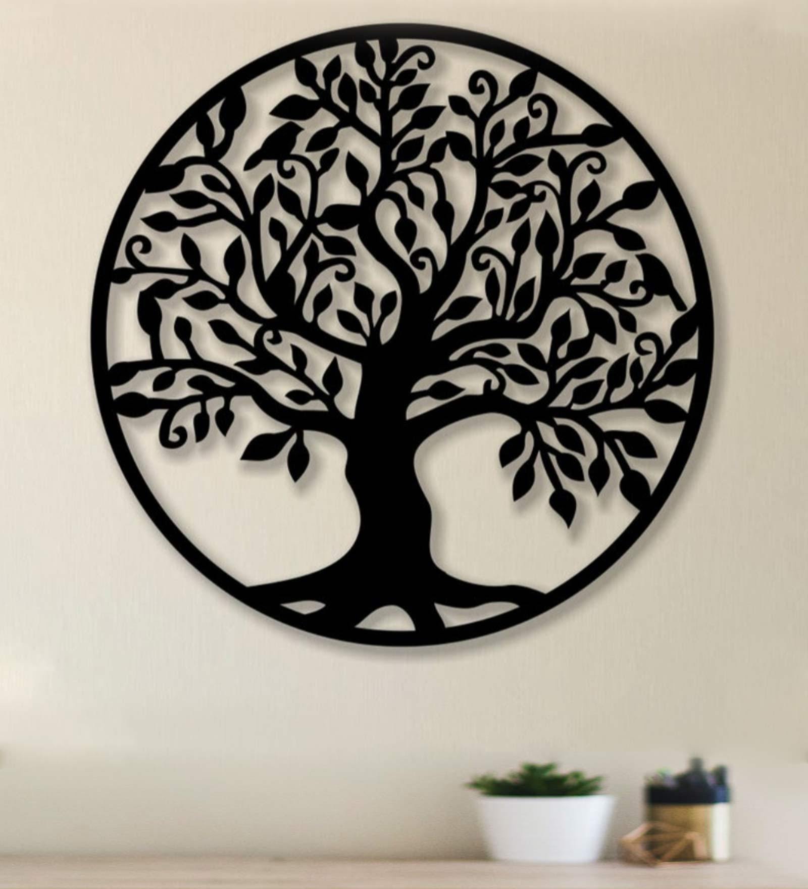 Iron Decorative Tree Wall Art In Black