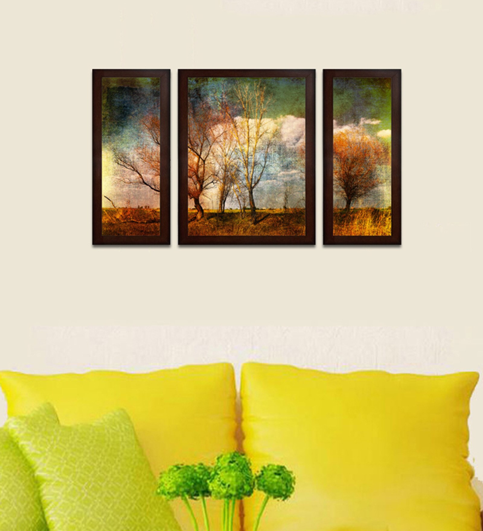 Tree Texture MDF Set of 3 Wall Art Panels