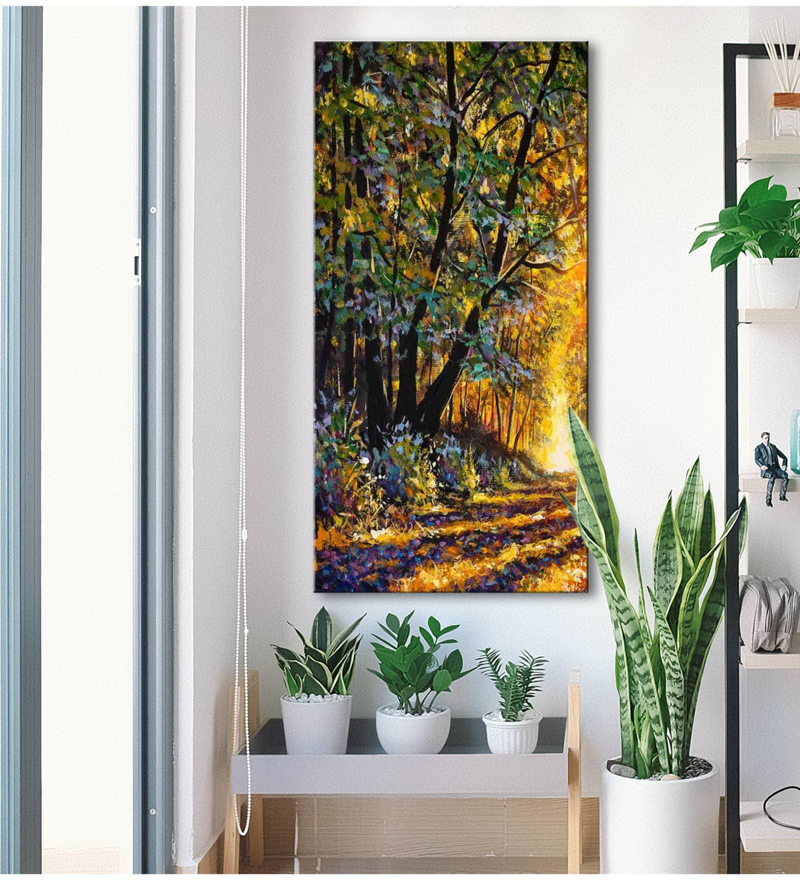 Tree With Forest View And Beautiful Sun Modern Art Canvas Art Prints