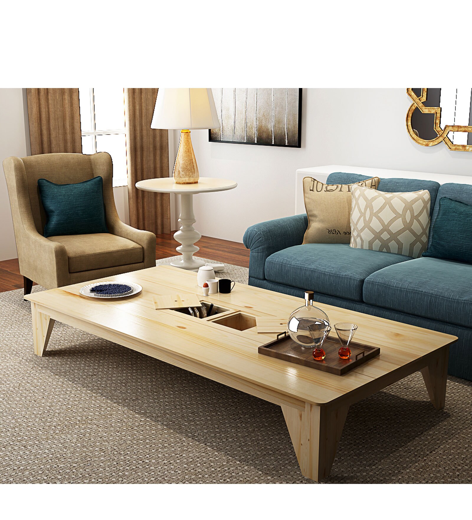 Buy Treehouse Pine Wood Low Coffee Table by Online