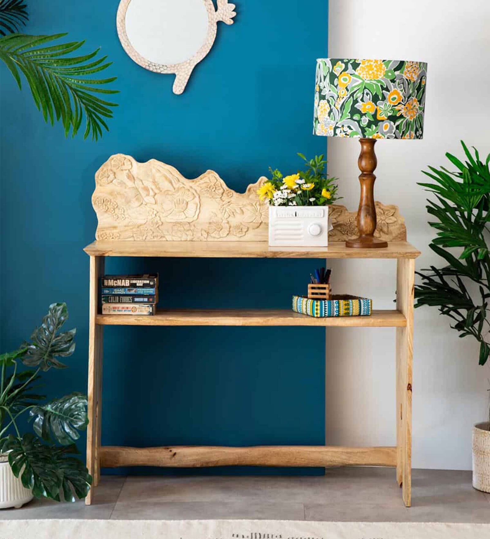Treetops Solid Wood Console Table In Natural Finish