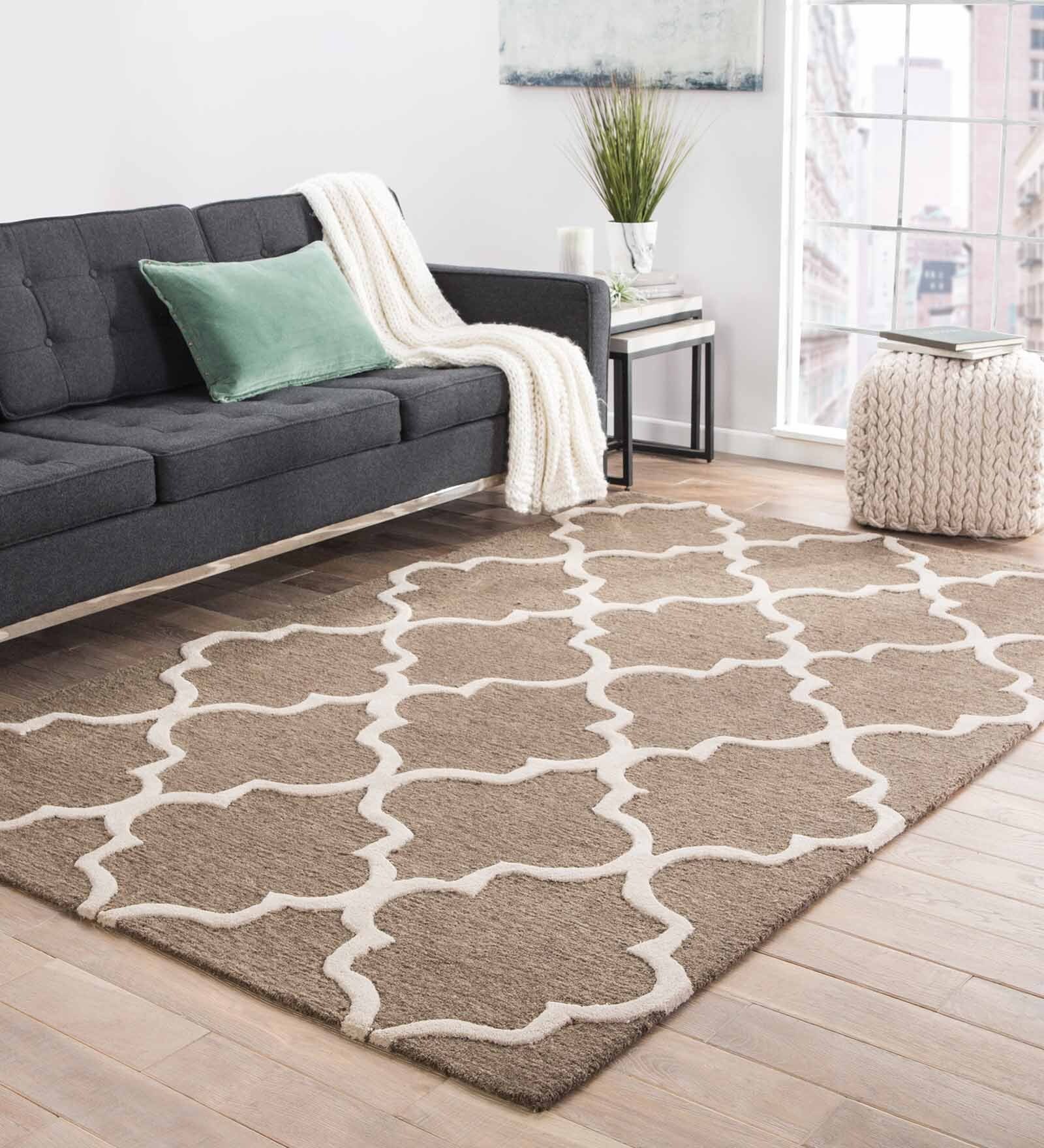 Trellis Pattern Wool Hand Tufted 5 x 8 Feet Carpet