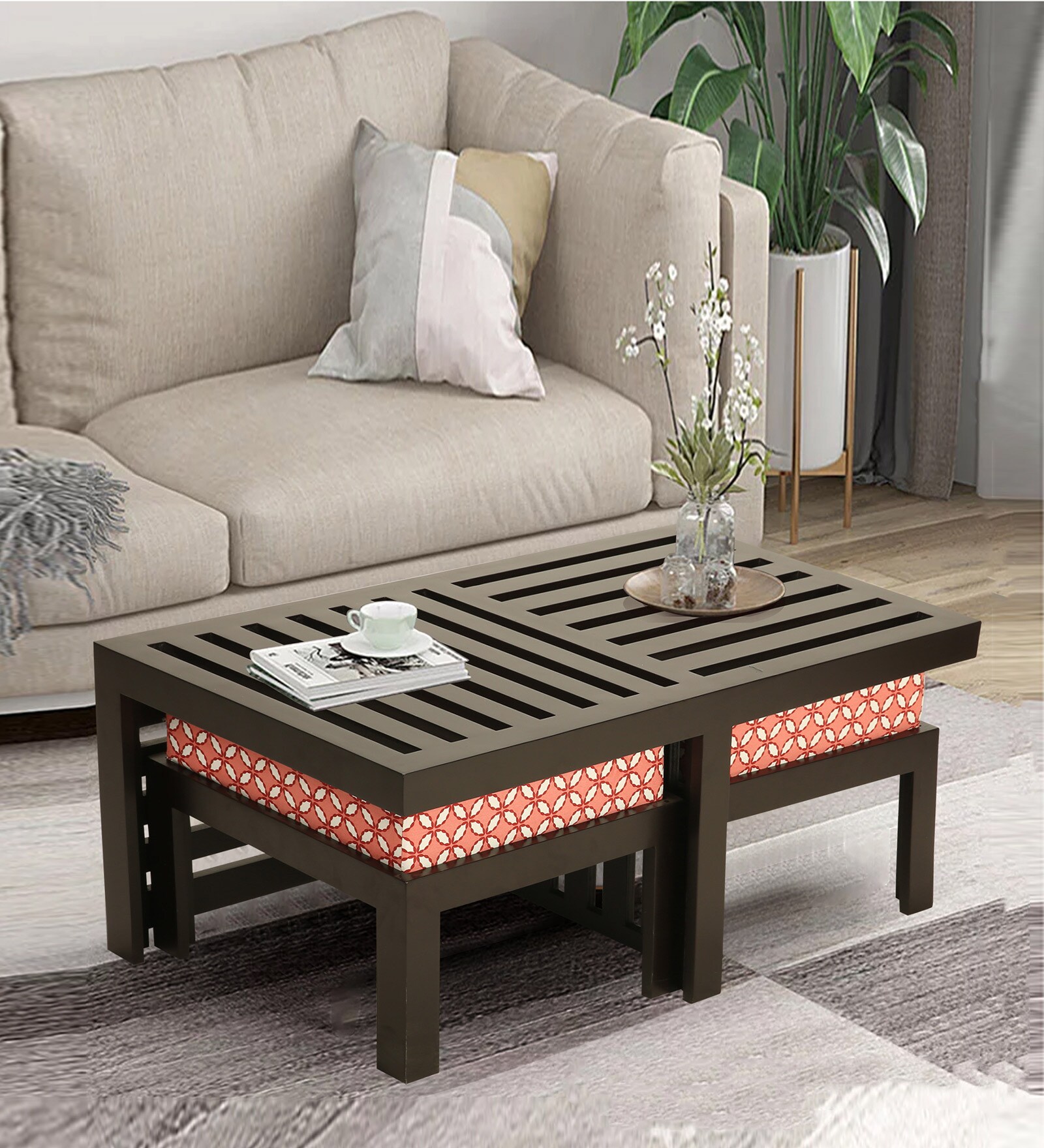 Buy Trendy Coffee Table Set in Red Finish at 40 OFF by ARRA Pepperfry