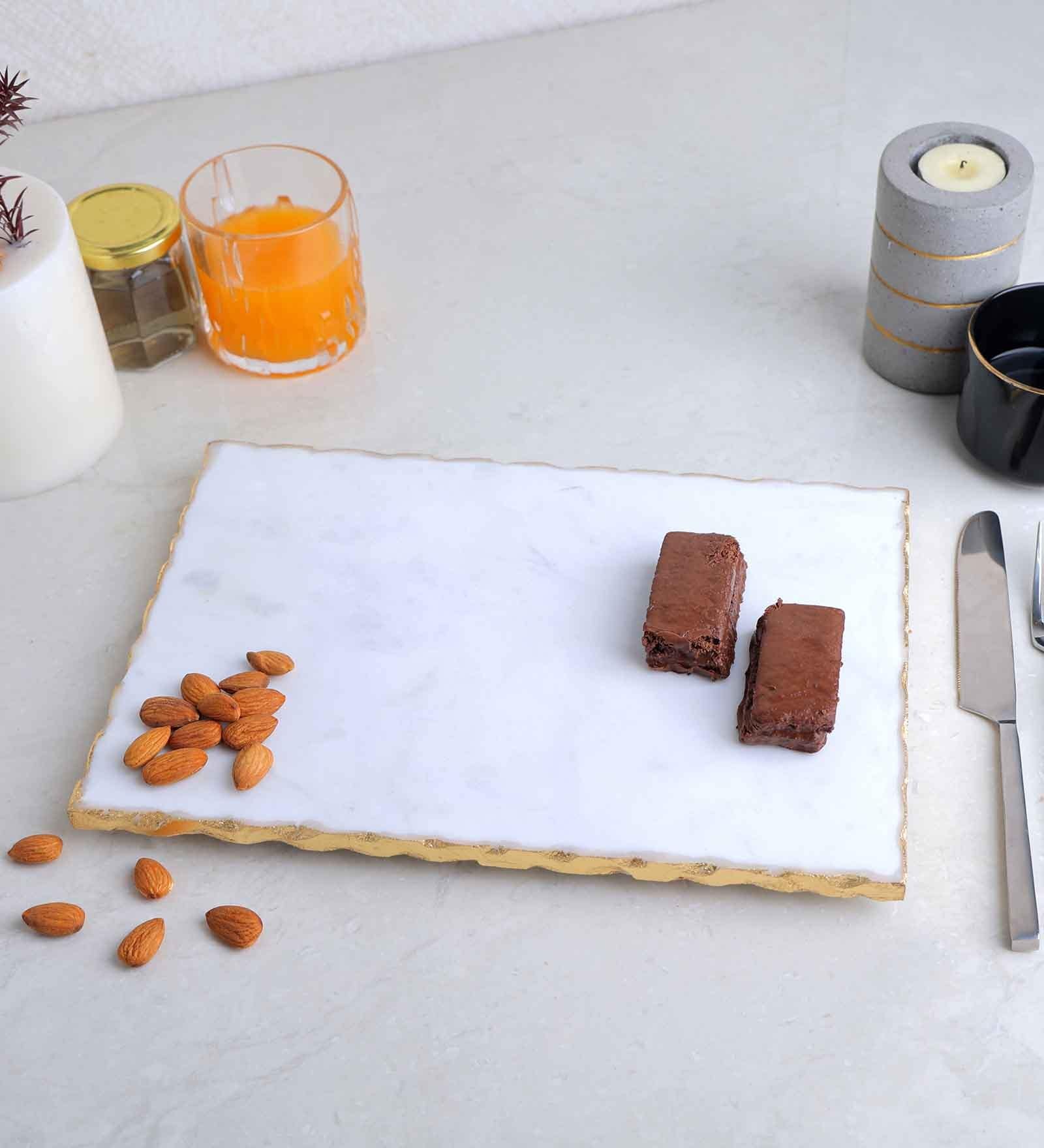 White Square Marble (12 x 8 Inches) Appetizer Platter