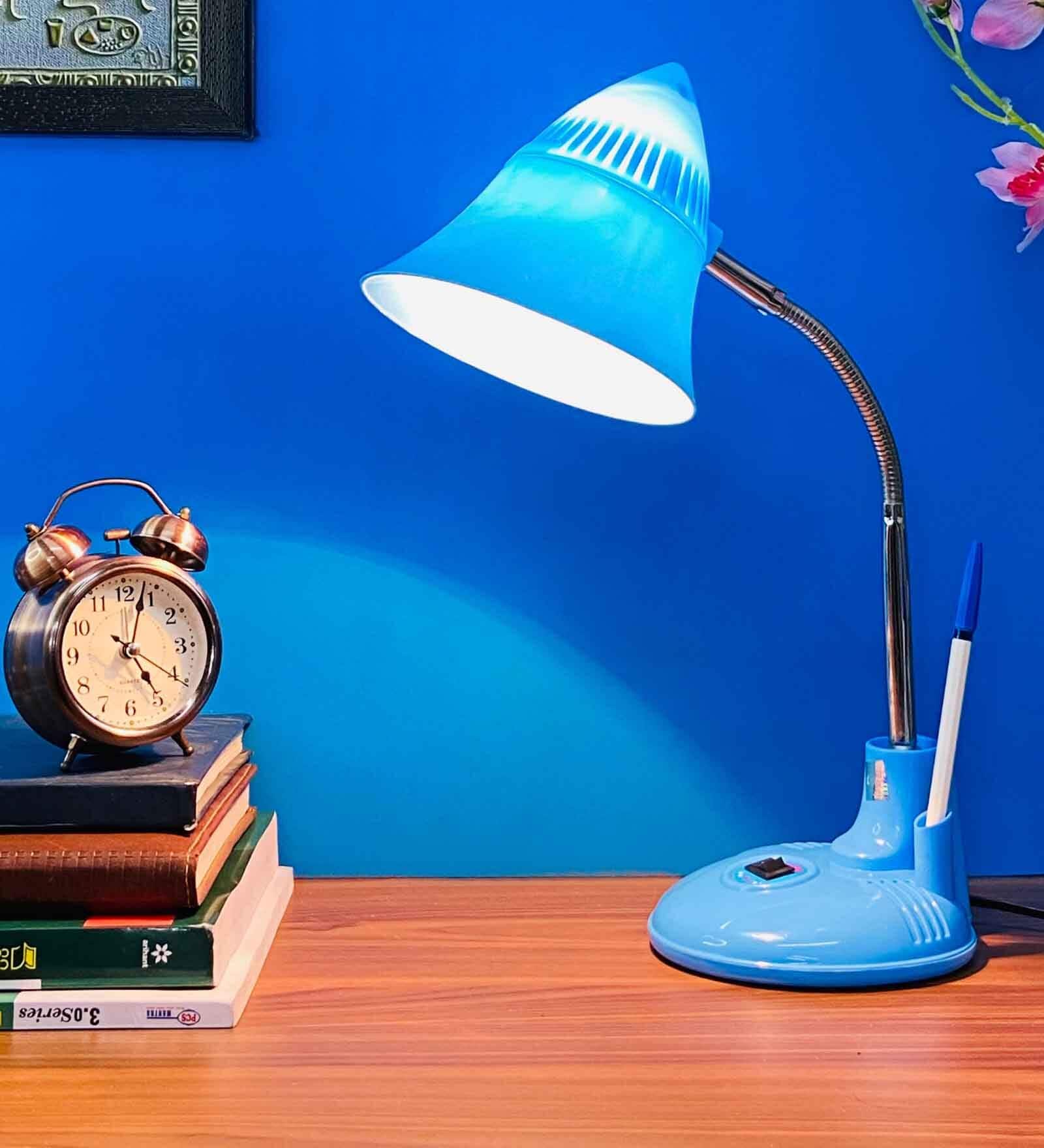 Trendy Sky Blue Metal Study Lamp