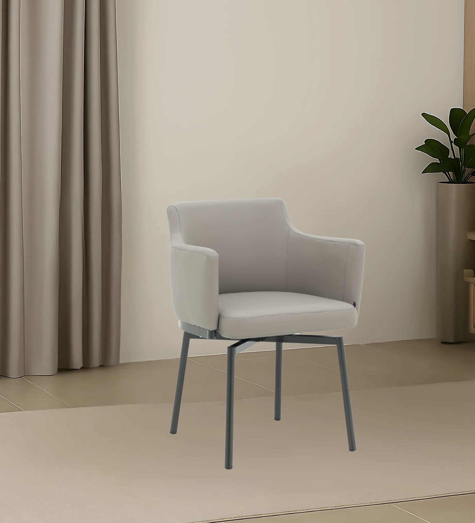 Trento Leatherette Italain Dining Chair In Grey Color