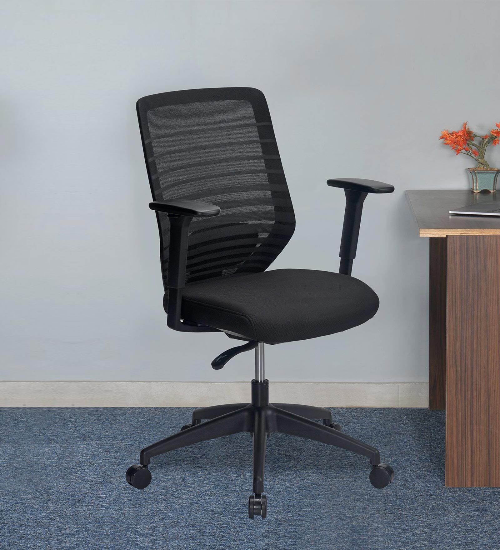 Trenton Breathable Mesh  Mid Back Ergonomic Chair in Black Colour