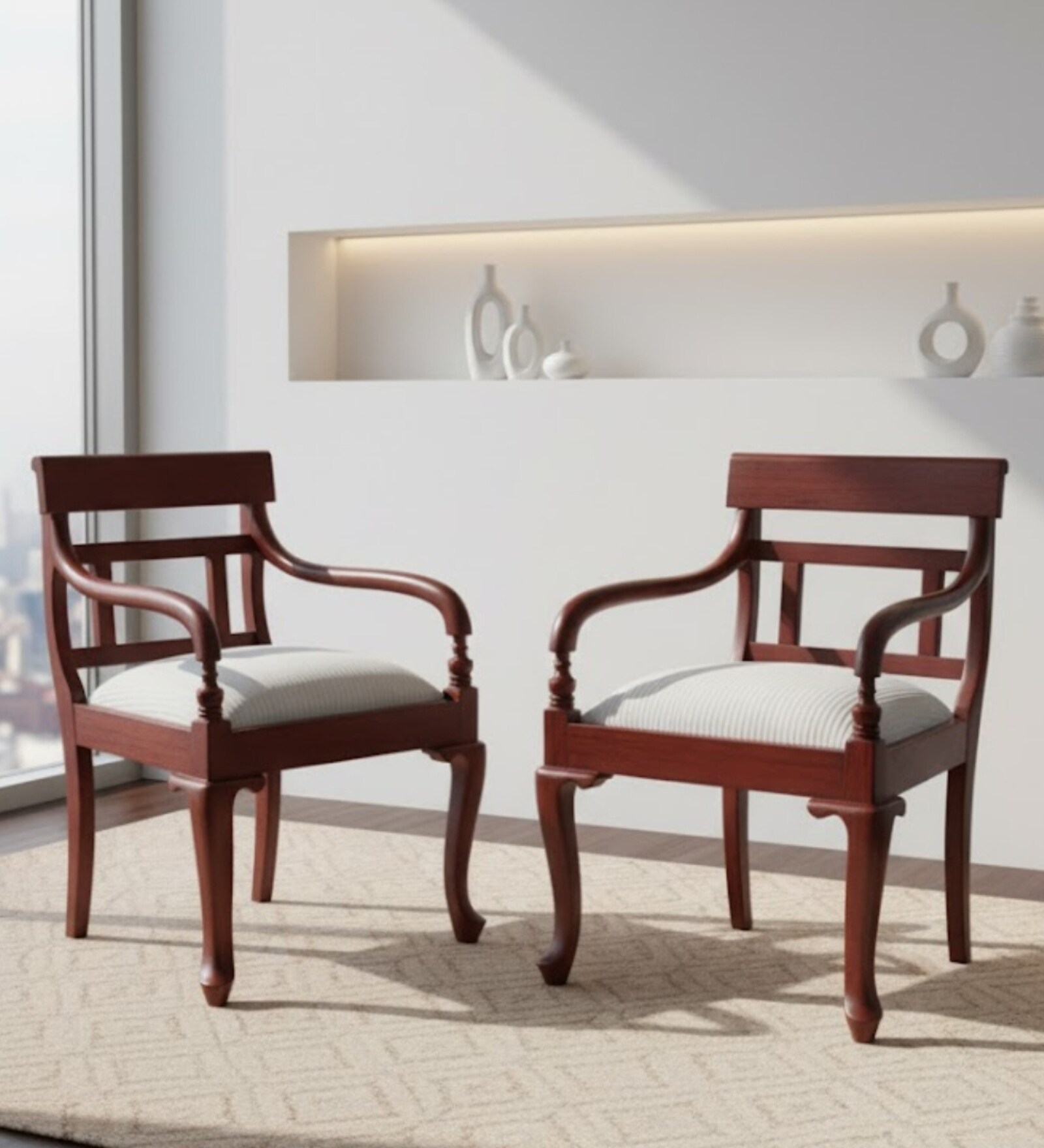 Tressa Teak Wood Bedroom Chair In Brown Finish