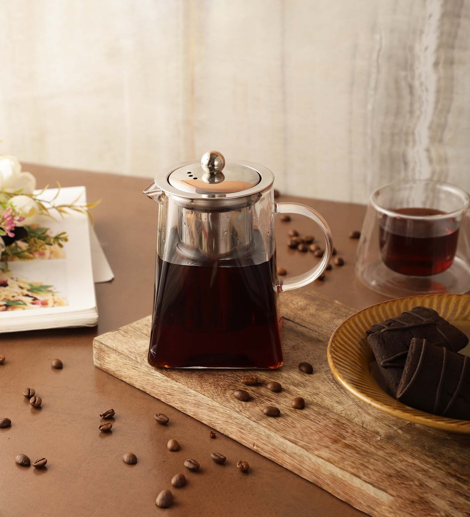 Triangle 800ml Transparent Glass Tea Pot