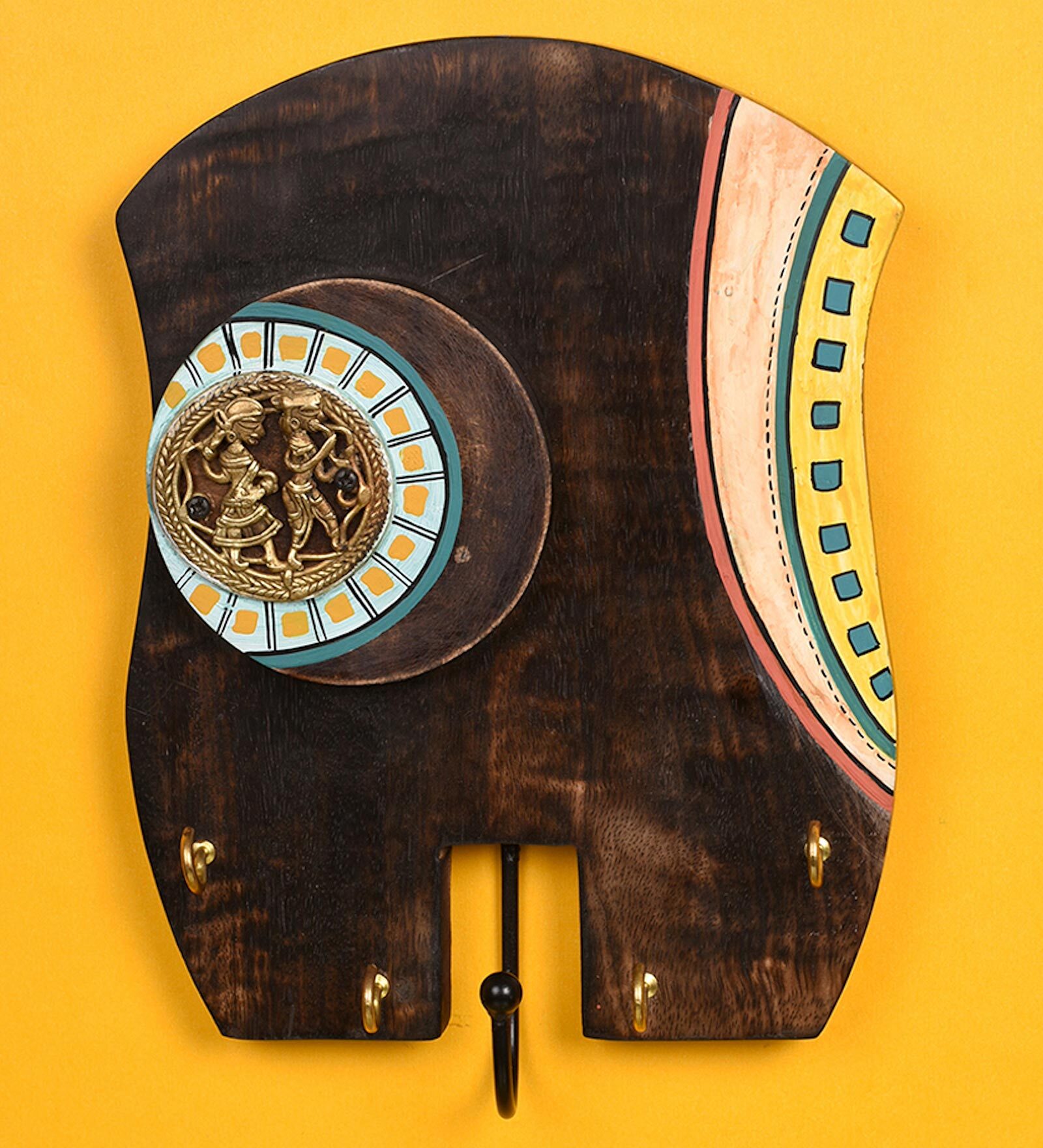 Tribal Art Wood Key Holder