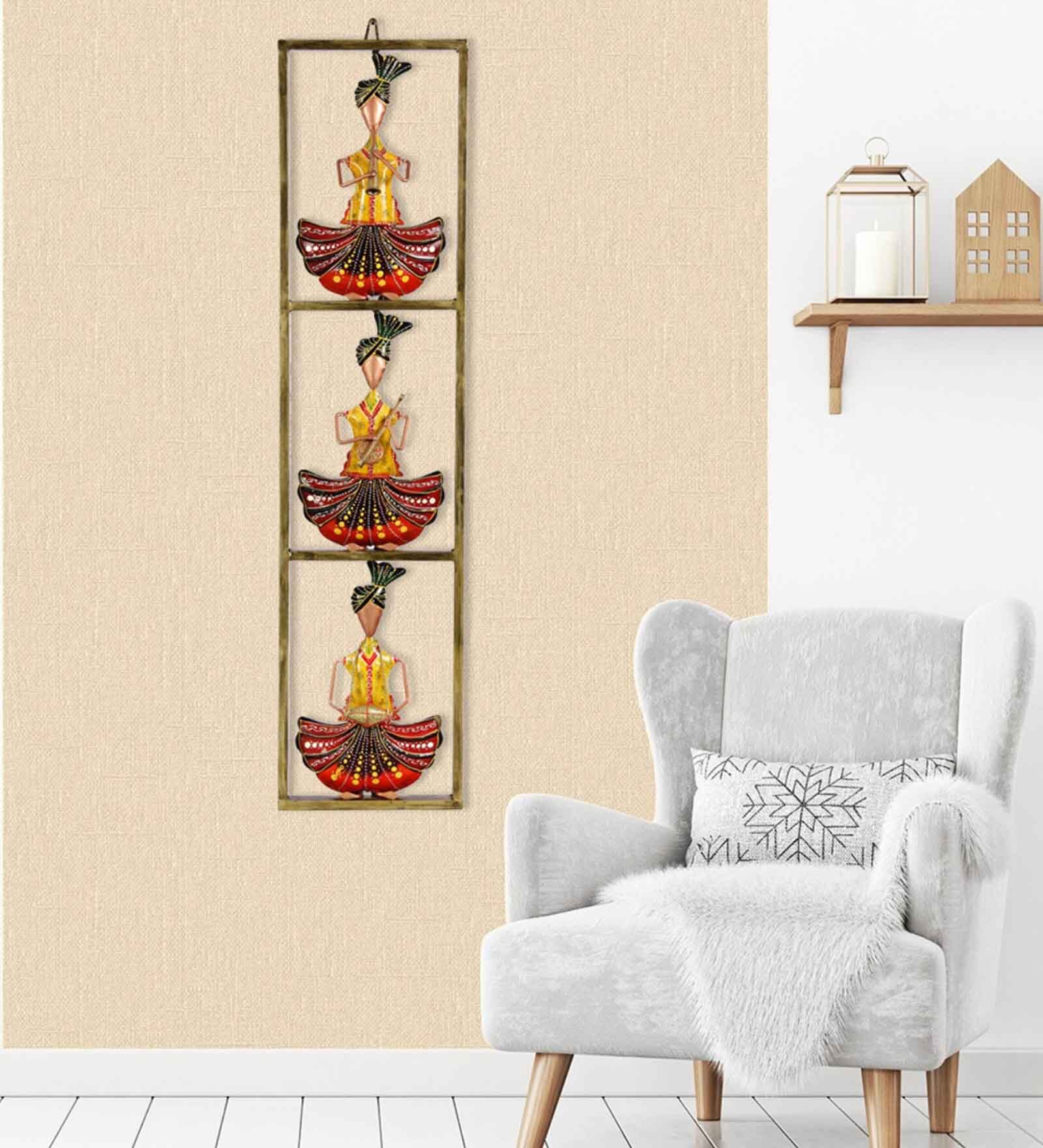 Tribal Rajasthani Musicians Multicolour Iron Wall Art