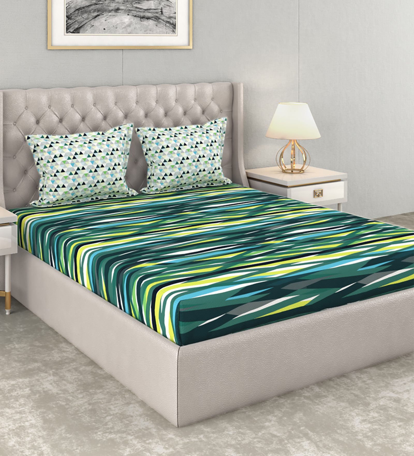 Buy Cotton 144TC Double Bedsheet with 2 Pillow Covers by Trident at 1