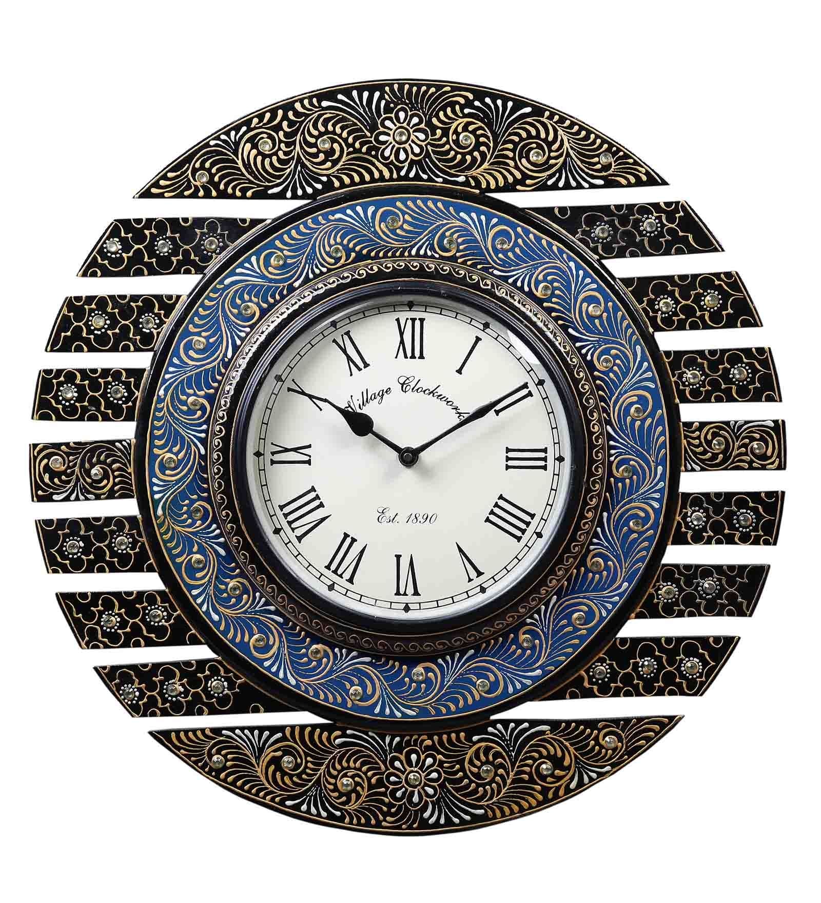 Multicolor Solid Wood Solid Vintage Traditional Wall Clock